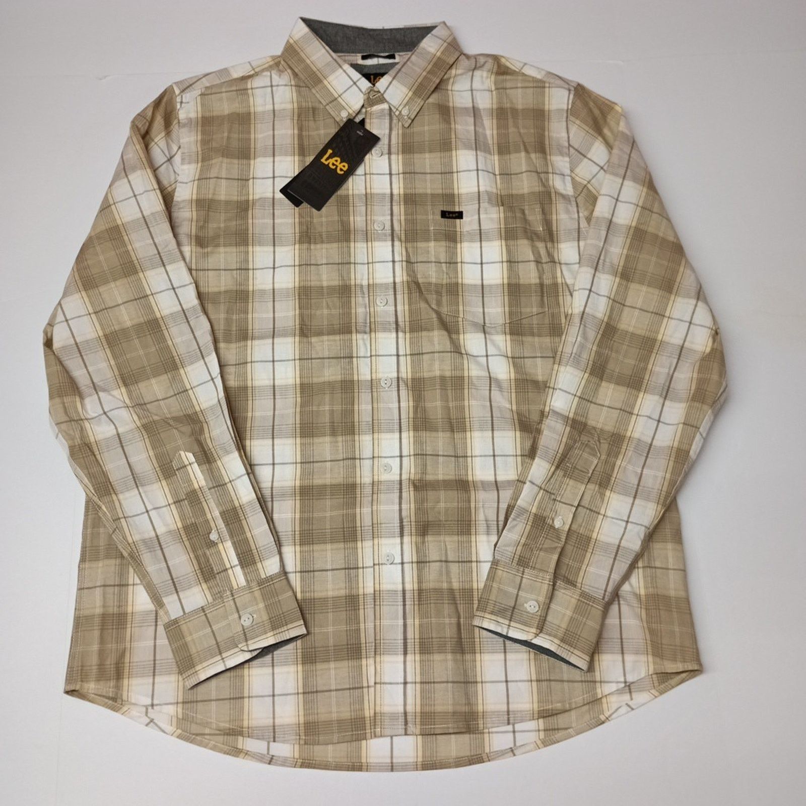 Lee Lee Men's Stretch Plaid Button Shirt Men's Size L Desert Sun Size US L / EU 52-54 / 3 - 1 Thumbnail