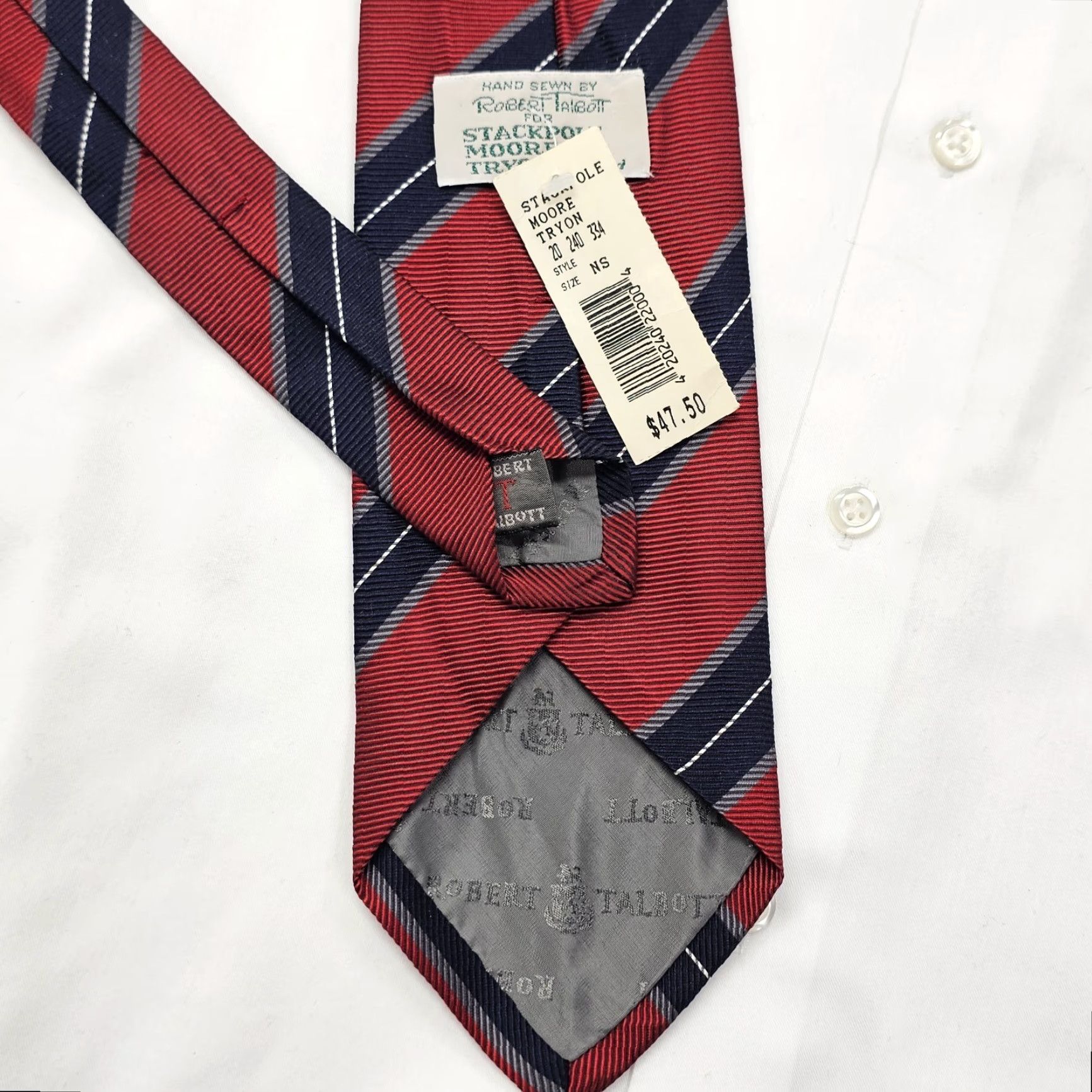 Robert Talbott NWT Robert Talbott Necktie Red Blue Stripe Ribbed Silk Tie USA 55X3.75 Men Tie Ribbed Silk Stripe NWT Classic Red/Blue USA Mens Silk Tie Tie Size ONE SIZE - 5 Thumbnail