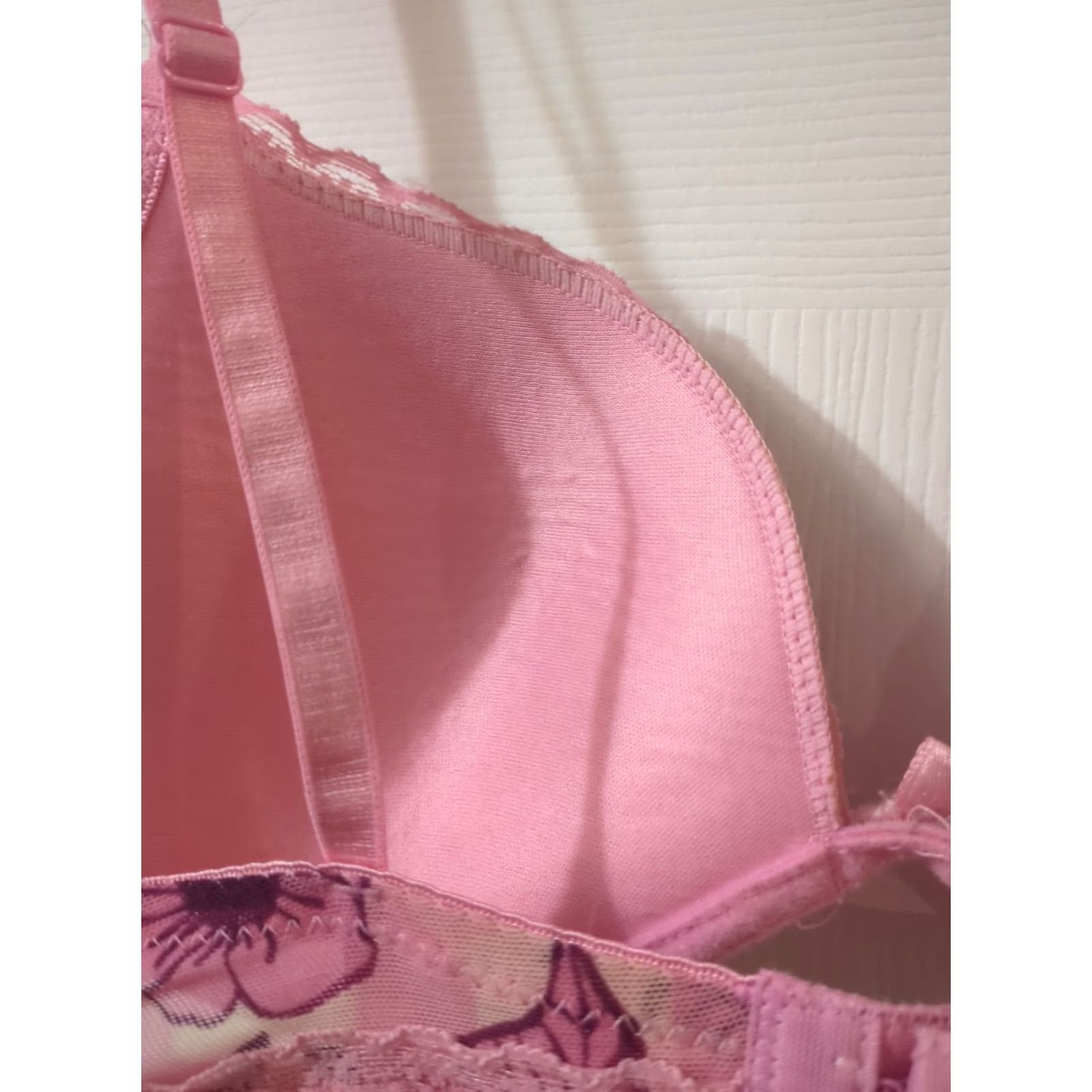 Vintage VINTAGE Starlett Pink Floral Bra 34B Lightly Padded Lace Women's Size ONE SIZE - 8 Thumbnail