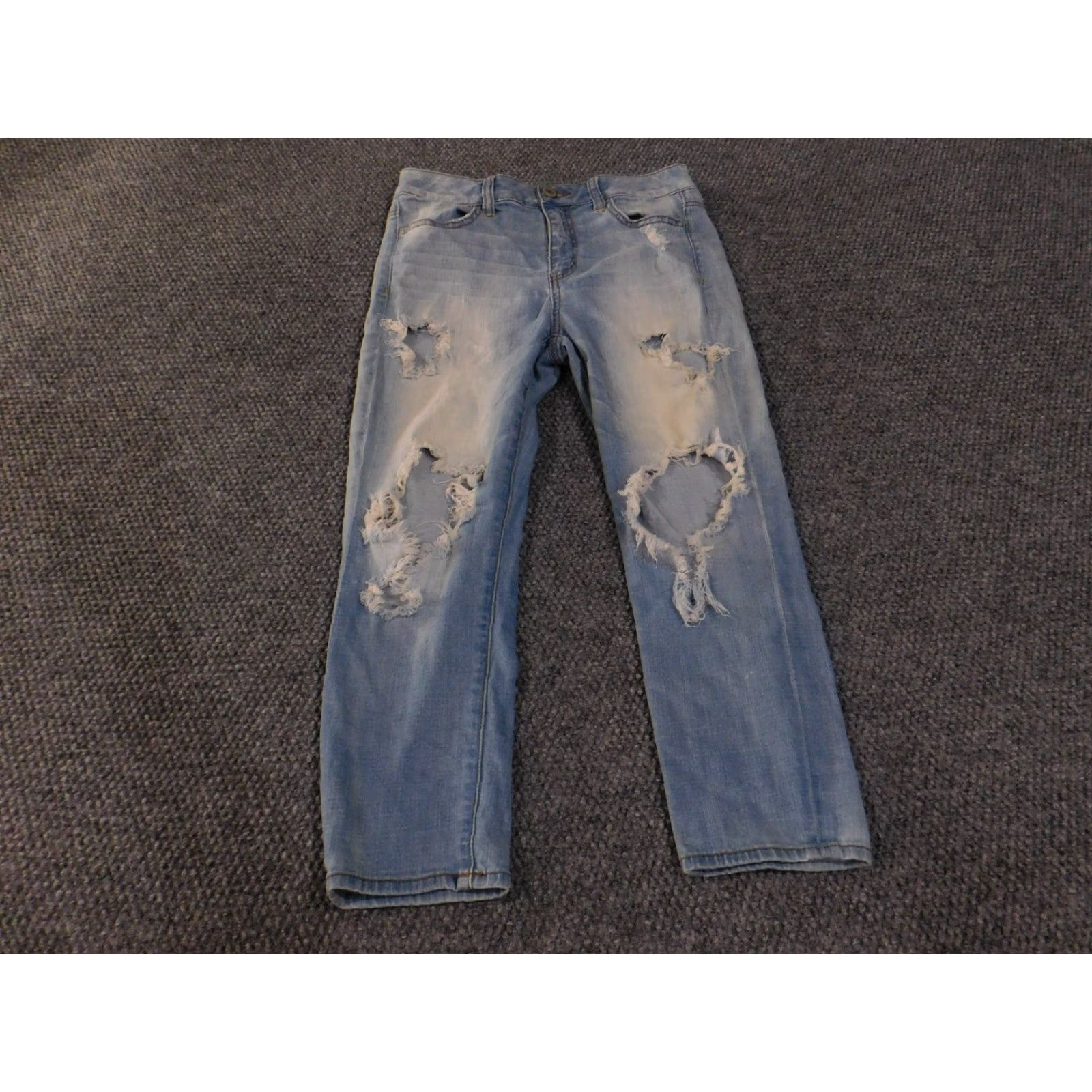 Vintage VINTAGE? No. American Eagle Jeans Womens 8 Blue Hi-Rise Jegging Crop Distressed Super Stretch Pockets Zip Fly Size 30" / US 8 / IT 44 - 2 Thumbnail