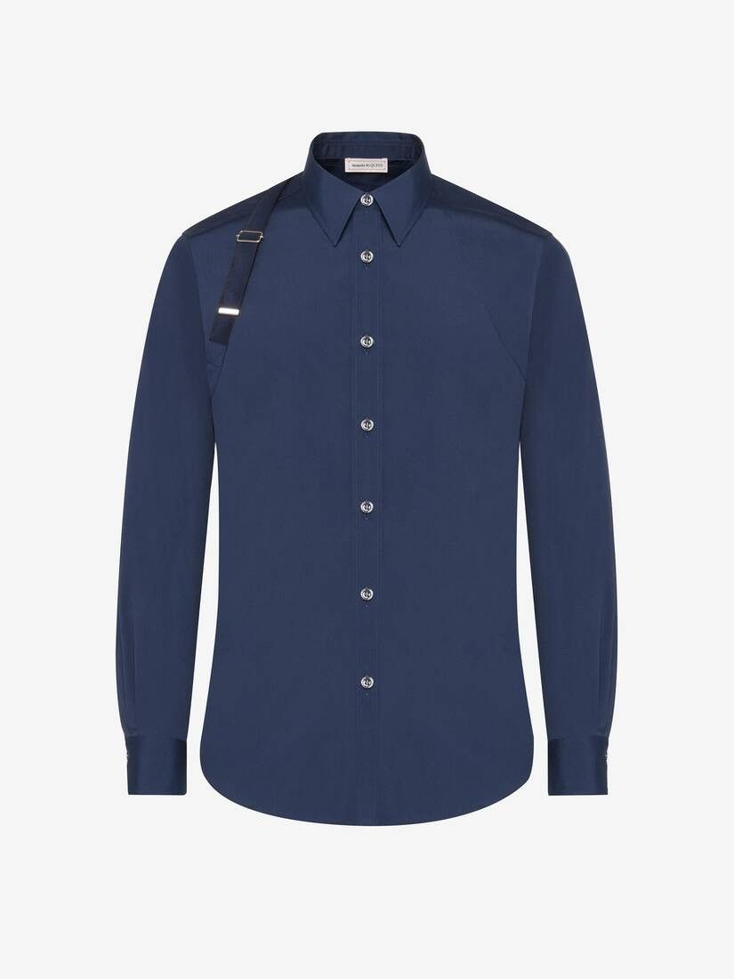 Alexander McQueen o1w1db10725 Selvedge Tape Harness Shirt in Ink Blue Size US XL / EU 56 / 4 - 1 Thumbnail