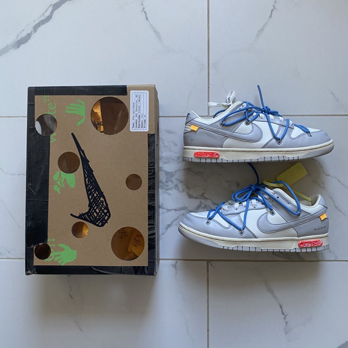 Nike Dunk Low Off-White Lot 5 Mens Size 9.5 OG All EUC