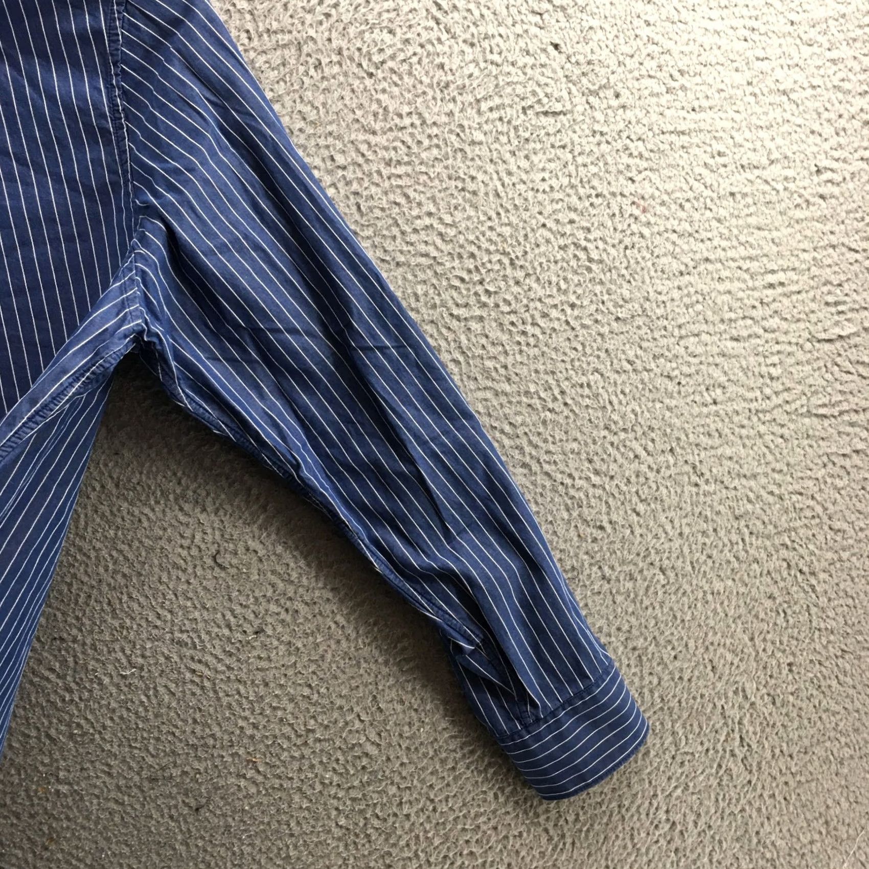 American Eagle Outfitters American Eagle Outfitters Button-Up Shirt Womens L Blue Striped Cotton Long Sleeve Size L / US 10 / IT 46 - 5 Thumbnail