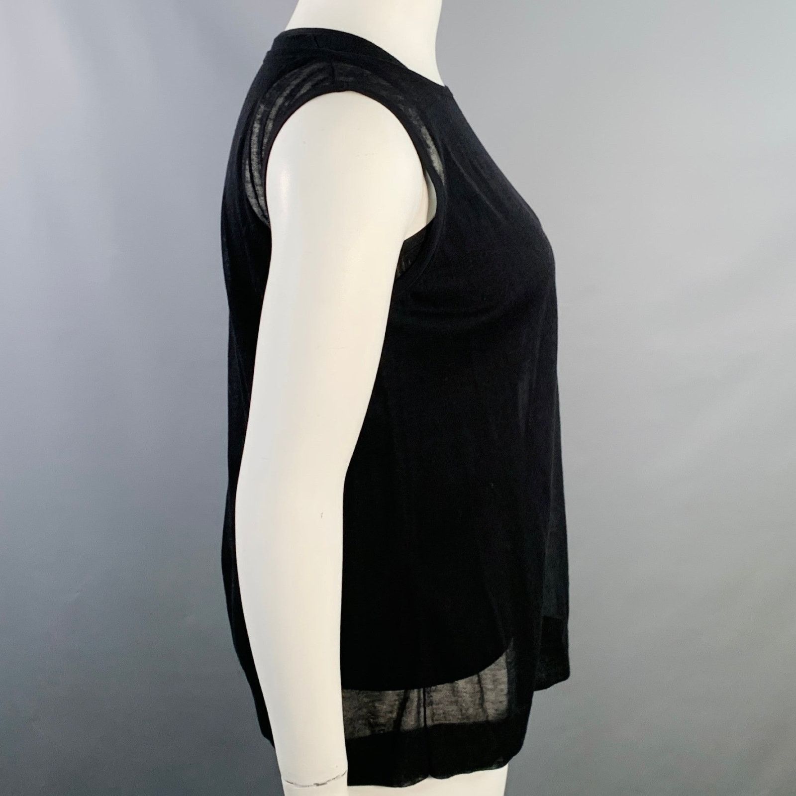 Akris AKRIS Size L Black Silk Cotton Layered Tank Casual Top Size L / US 10 / IT 46 - 2 Thumbnail