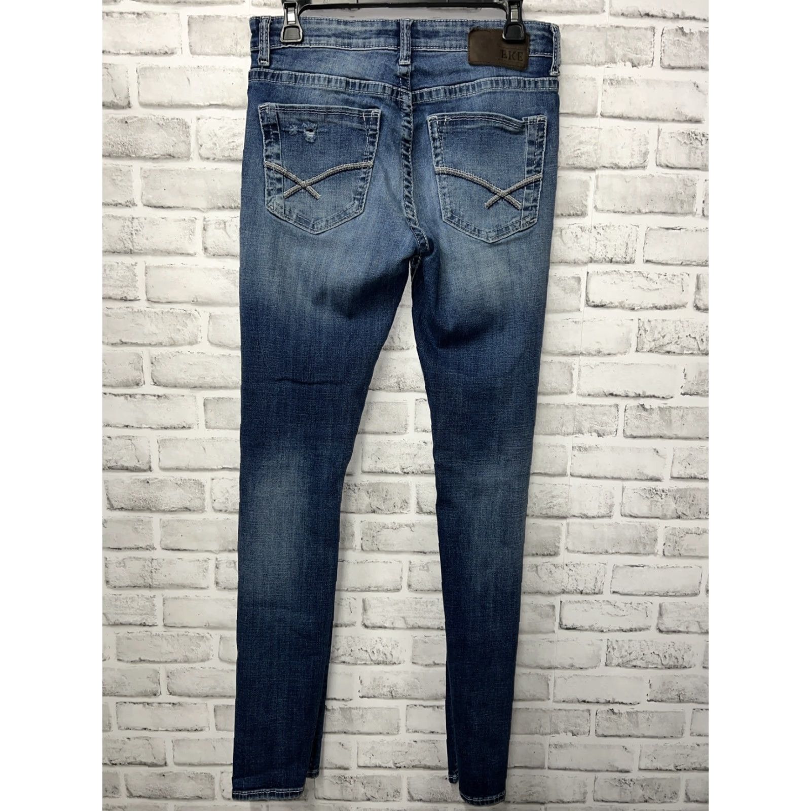 BKE BKE Alec Distressed Jeans Mens Size 31 Inseam 34 Straight Leg Blue Size US 31 - 4 Thumbnail