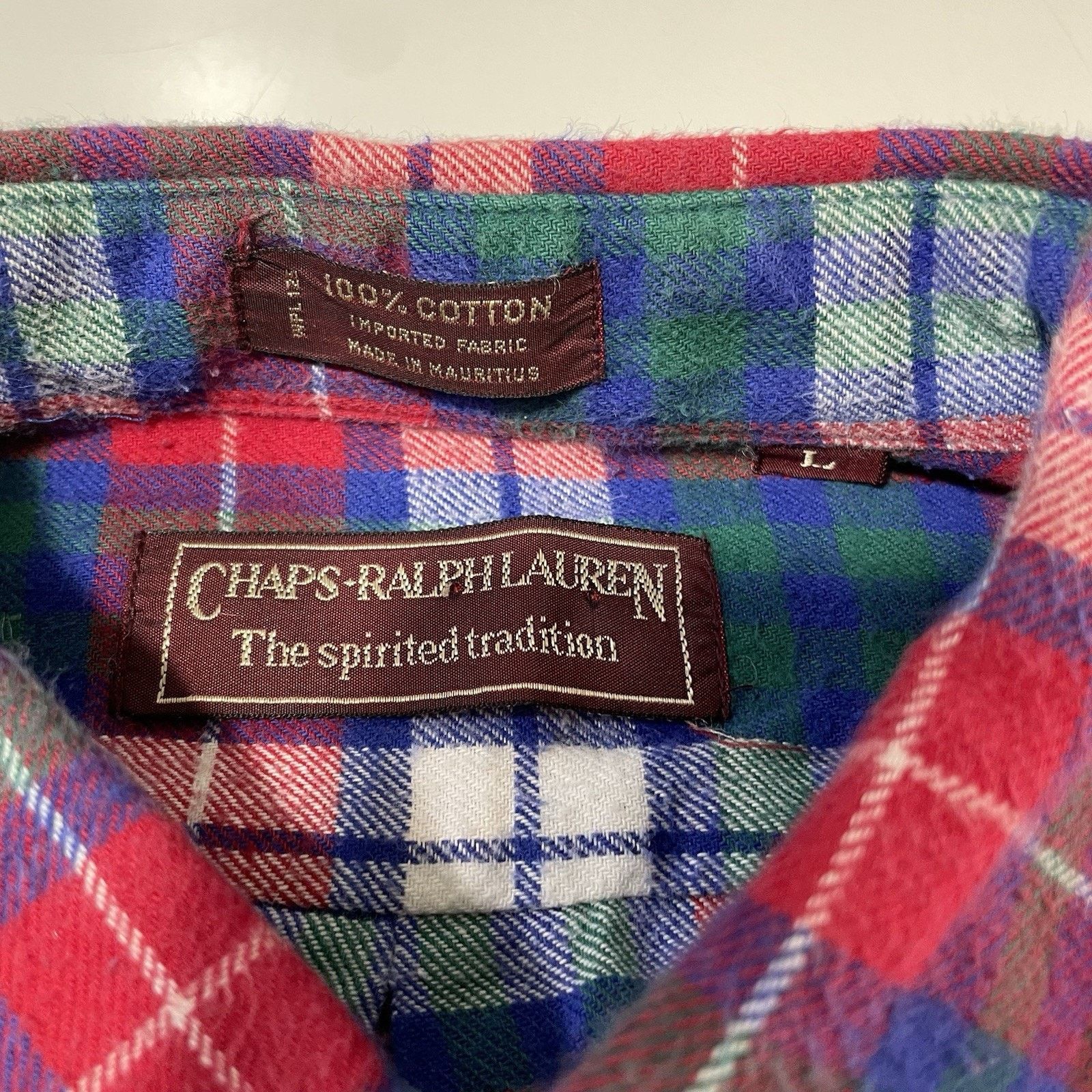 Polo Ralph Lauren VTG 90’s Chaps Ralph Lauren Flannel Shirt Plaid Red Blue Lg Size US L / EU 52-54 / 3 - 3 Thumbnail