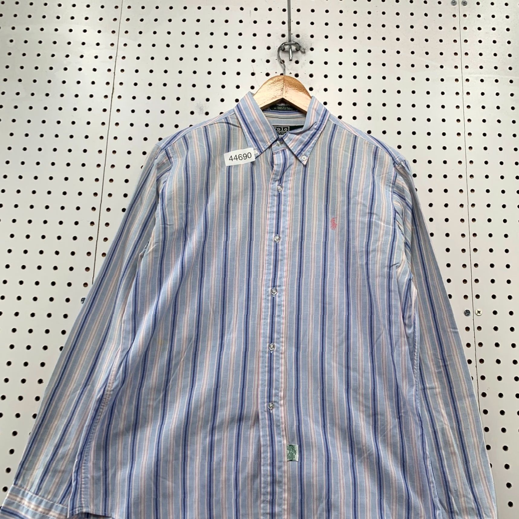 Polo Ralph Lauren VINTAGE Polo Ralph Lauren Button Shirt Men 20 Fits Medium Blue Stripped Made USA Size US M / EU 48-50 / 2 - 2 Thumbnail