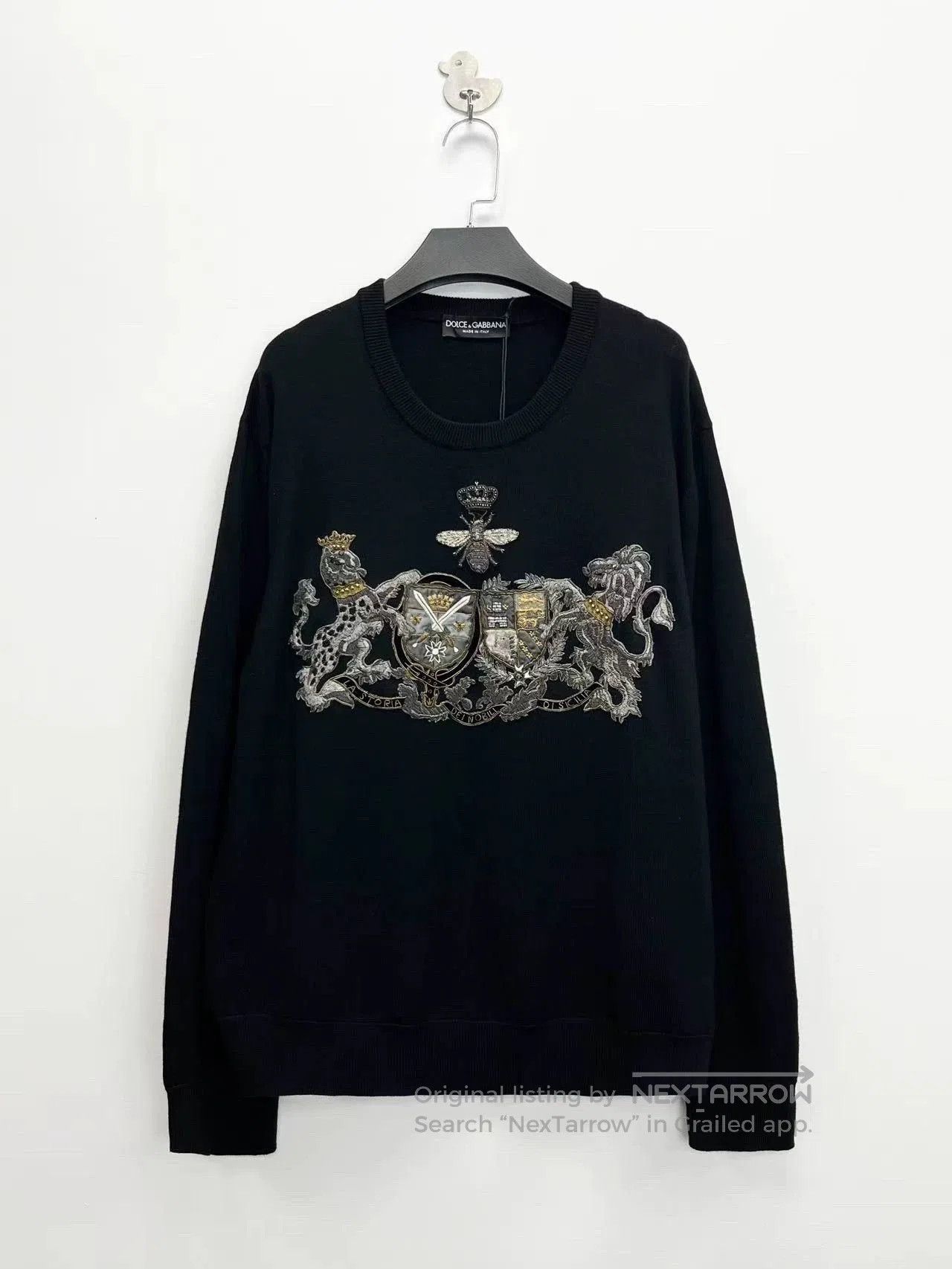 Dolce & Gabbana Dolce&Gabbana Black Embellished Crown Sweater. Size US XXL / EU 58 / 5 - 1 Thumbnail