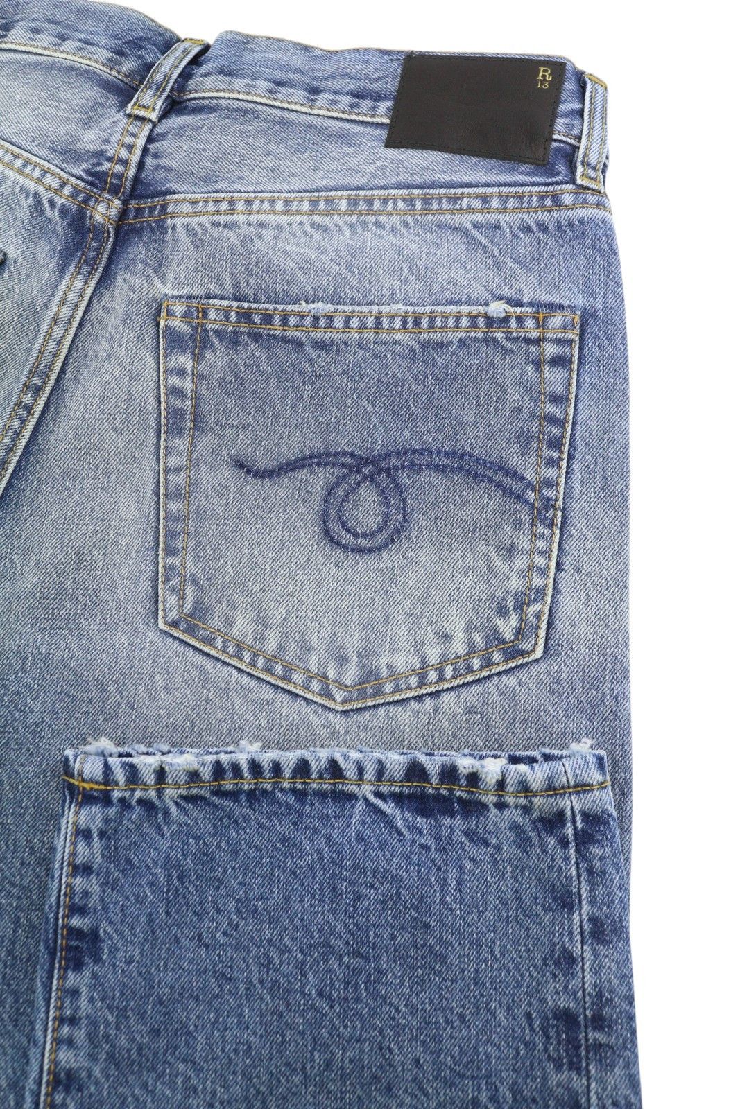 R13 BOYFRIEND 27 Jasper Cropped Blue PF25 Jeans 87190 Size 27" / US 4 / IT 40 - 6 Thumbnail