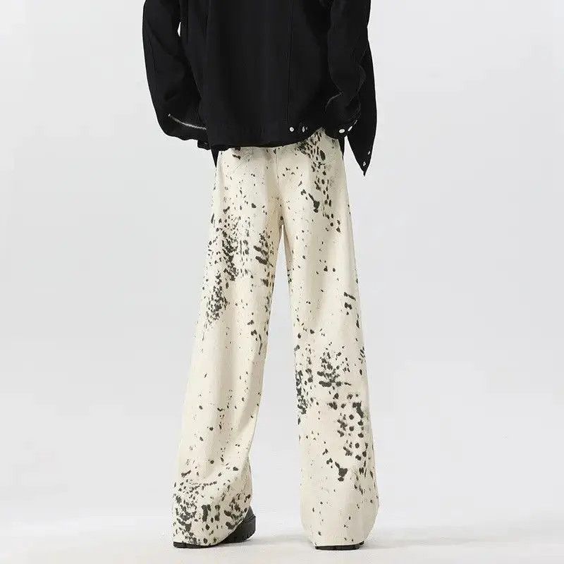 Japanese Brand Retro splashed ink wide leg slightly flared jeans Size US 30 / EU 46 - 4 Thumbnail