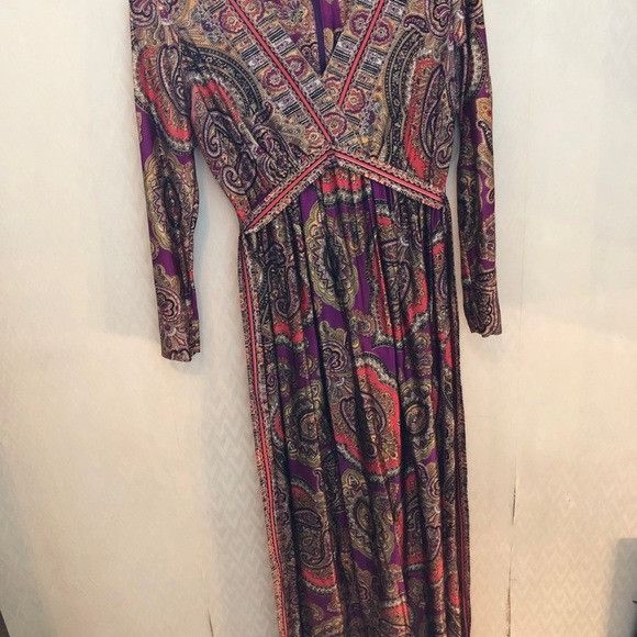 Vintage Long paisley mod front tie vintage maxi dress Size L / US 10 / IT 46 - 8 Thumbnail