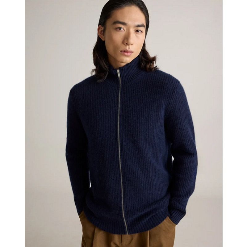 Quince Quince Men Cashmere Fisherman Full Zip Sweater Navy M NWT Size US M / EU 48-50 / 2 - 3 Thumbnail