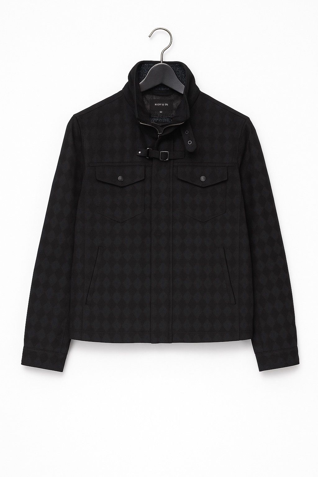Japanese Brand MALE & CO Black Slim Fit Patterned Utility Jacket – Modern Size US S / EU 44-46 / 1 - 1 Thumbnail