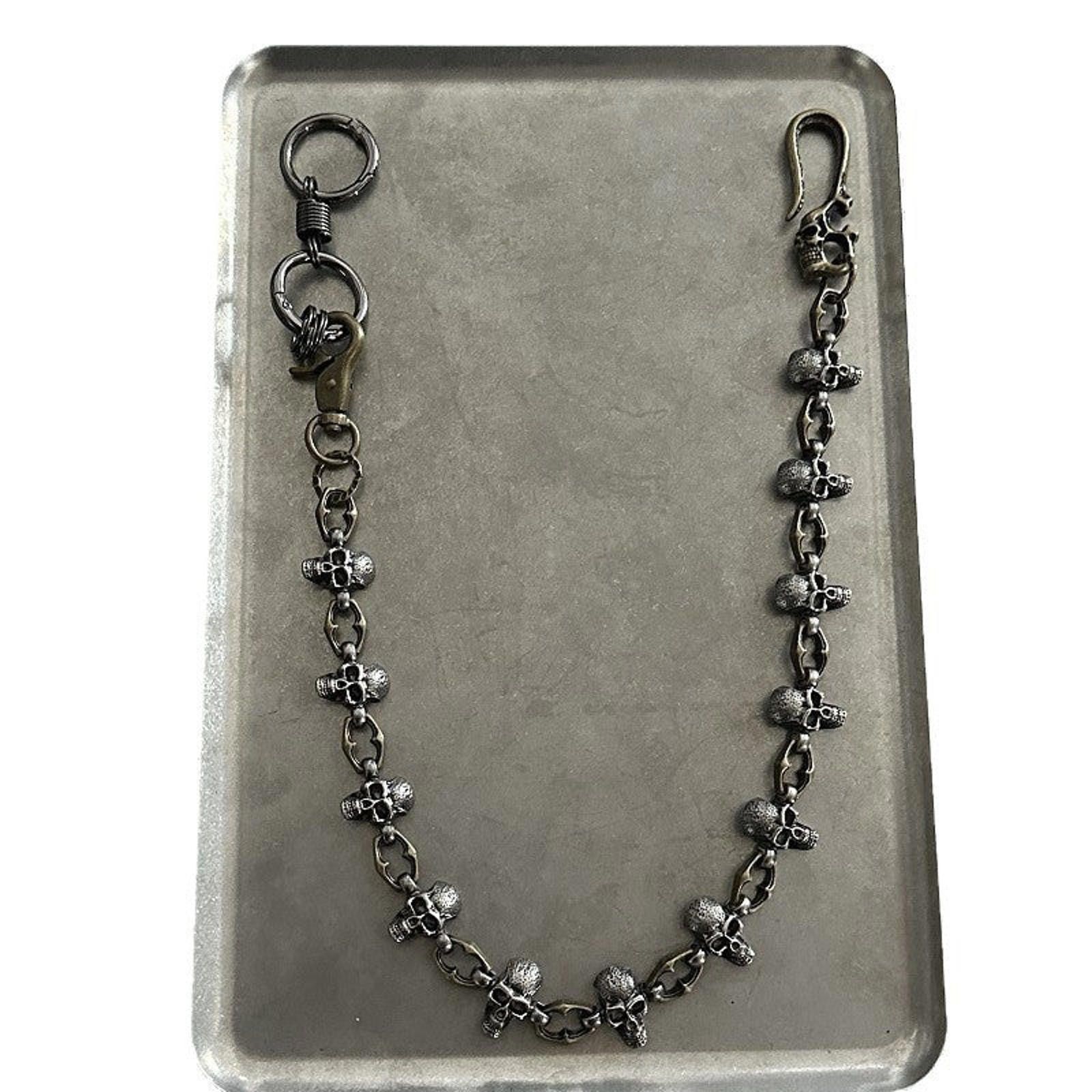 Jewelry Silver Skull Chain Wallet Keychain, Gothic Pants Chain Size ONE SIZE - 4 Thumbnail