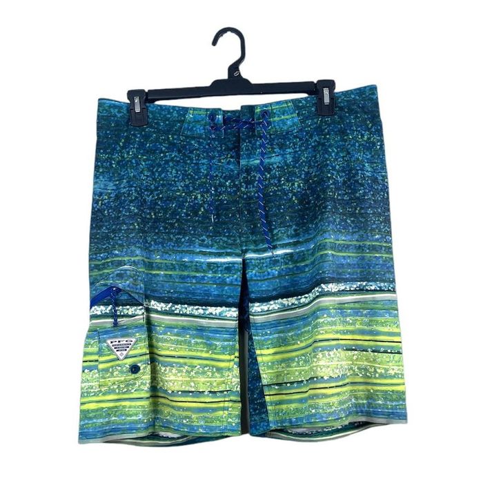 Columbia Blue and Green Columbia PFG Swim Trunks 36 | Grailed