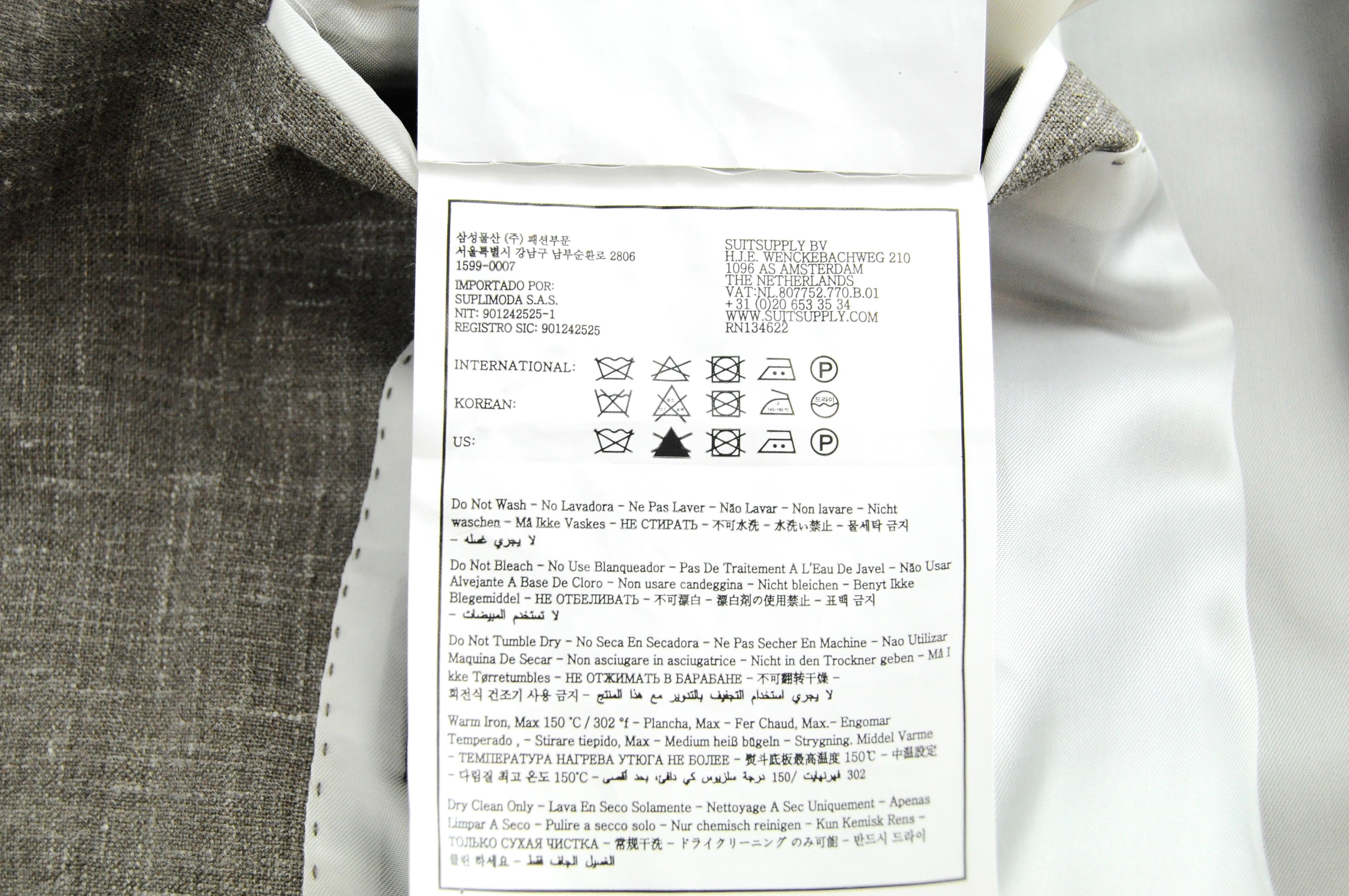 Suitsupply HAVANA JETTED FL UK38R Wool Silk Linen Grey Blazer 54904 Size 38R - 7 Thumbnail