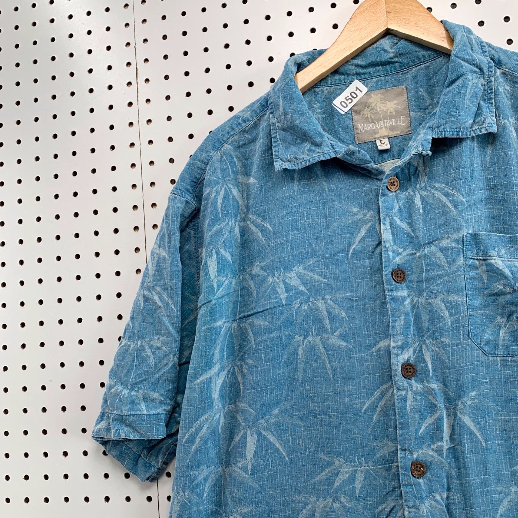 Vintage VINTAGE Margaritaville Hawaiian Silk Shirt Men Large Blue Floral Button-Up 90s Size US L / EU 52-54 / 3 - 4 Thumbnail