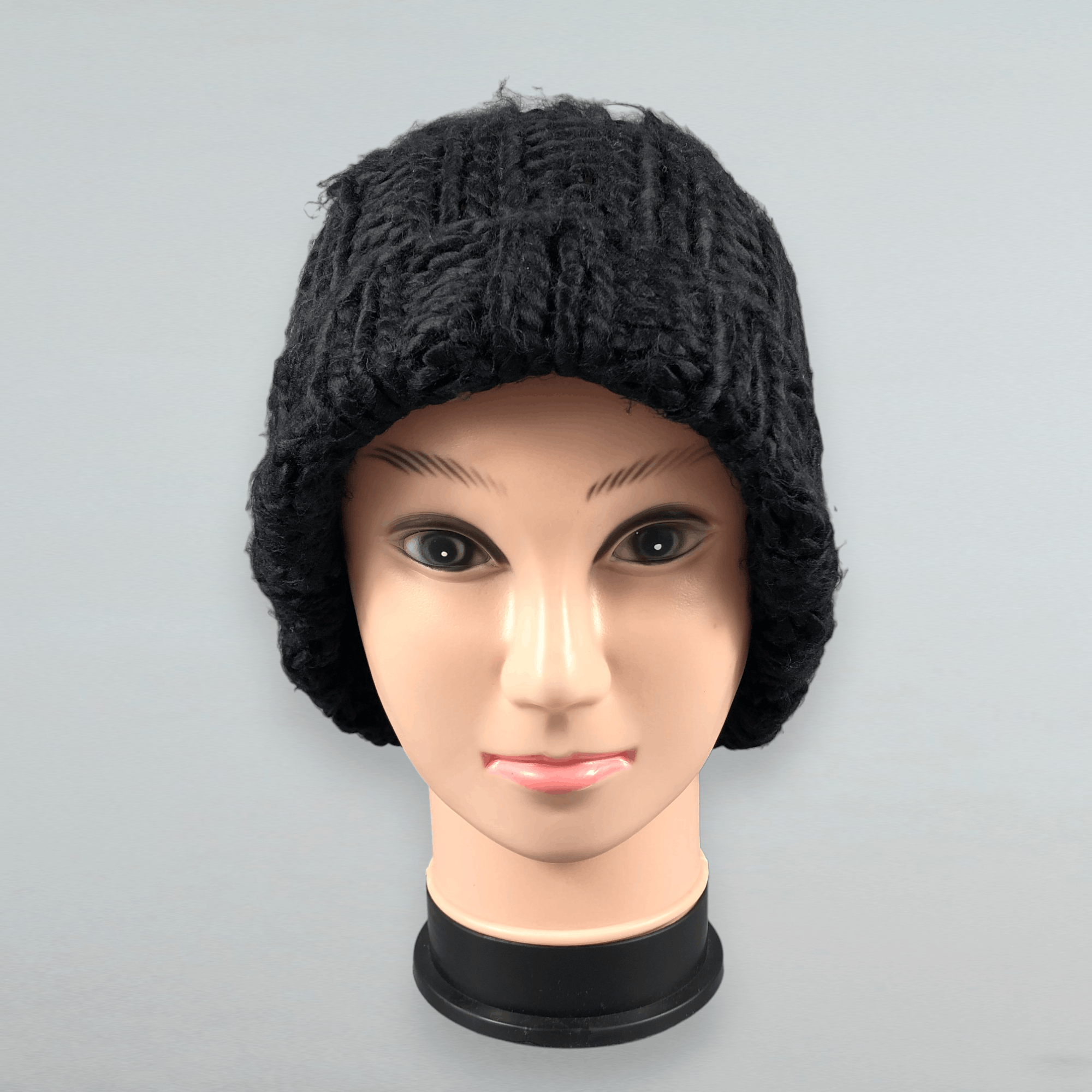 Japanese Brand Black Cable Knit Beanie Size ONE SIZE - 1 Thumbnail