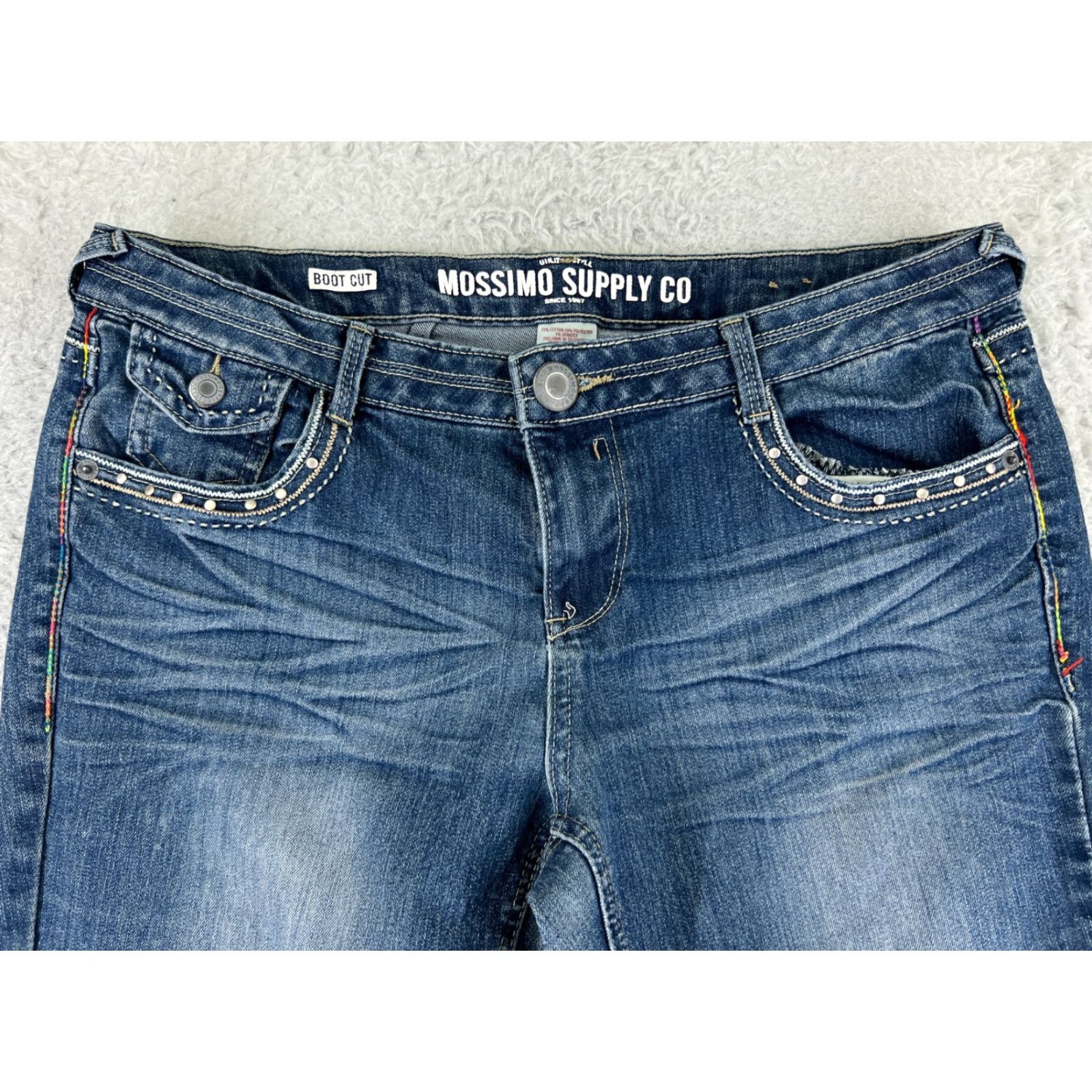 Mossimo Mossimo Jeans Women Bootcut Denim Blue 30x31 Regular 13 Mid Rise Cotton Blend 5-Pocket Design Size 34" / US 12 / IT 48 - 4 Thumbnail