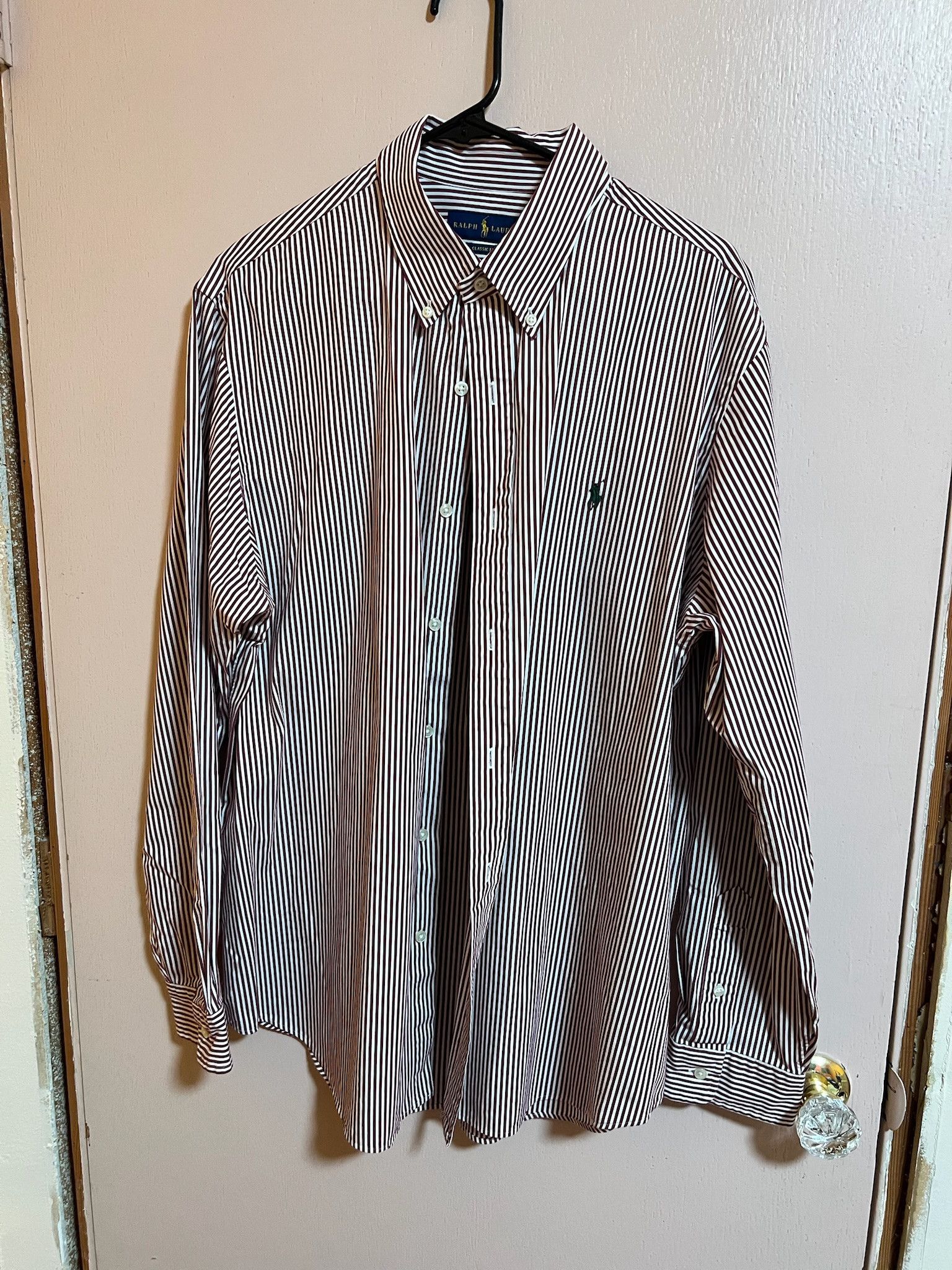Polo Ralph Lauren Burgundy and white striped long sleeve button up Size US XL / EU 56 / 4 - 2 Thumbnail