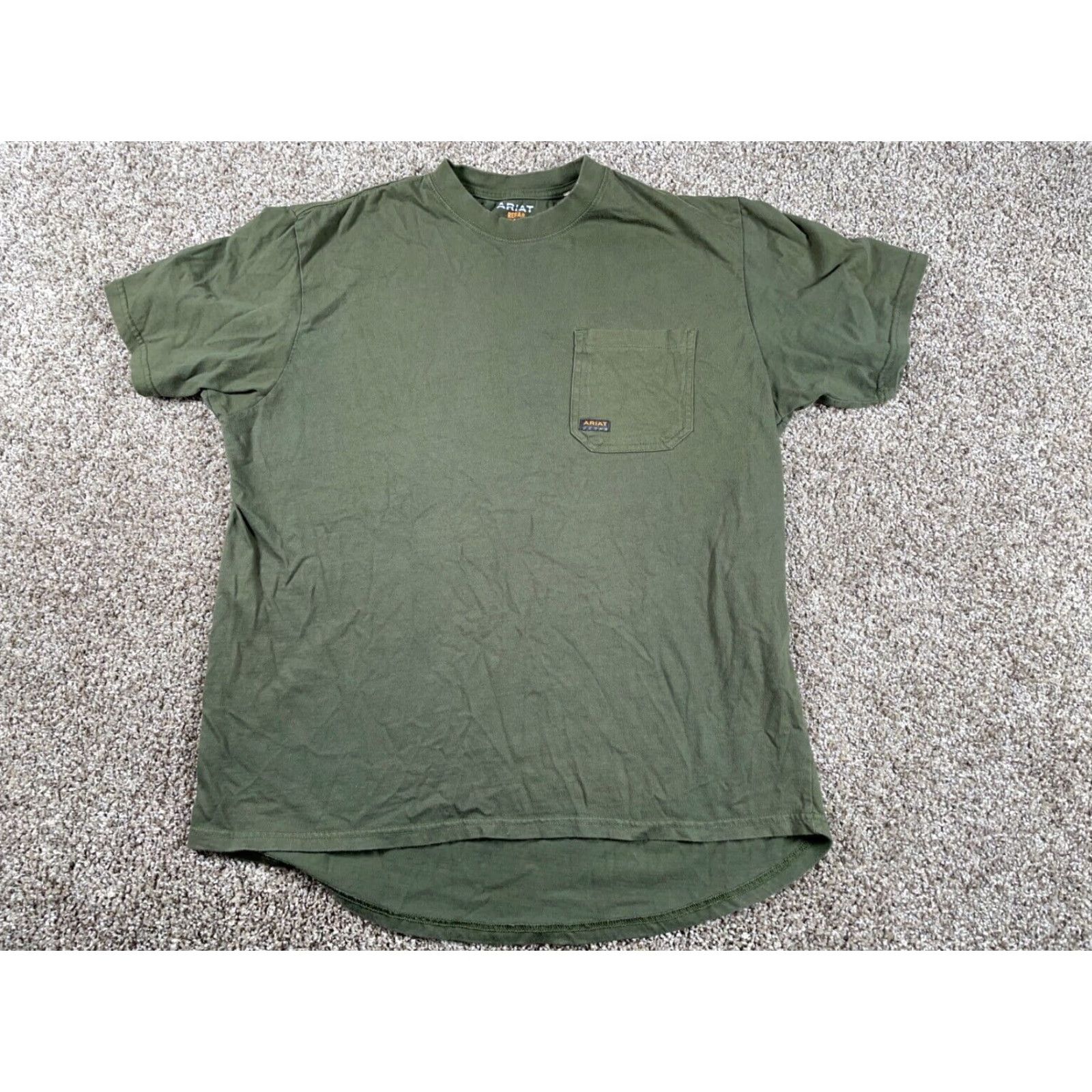 Ariat VINTAGE Ariat Men’s T-Shirt Adult Large Olive Green American Flag Artillery Graphic Print Clothing Size US L / EU 52-54 / 3 - 3 Thumbnail