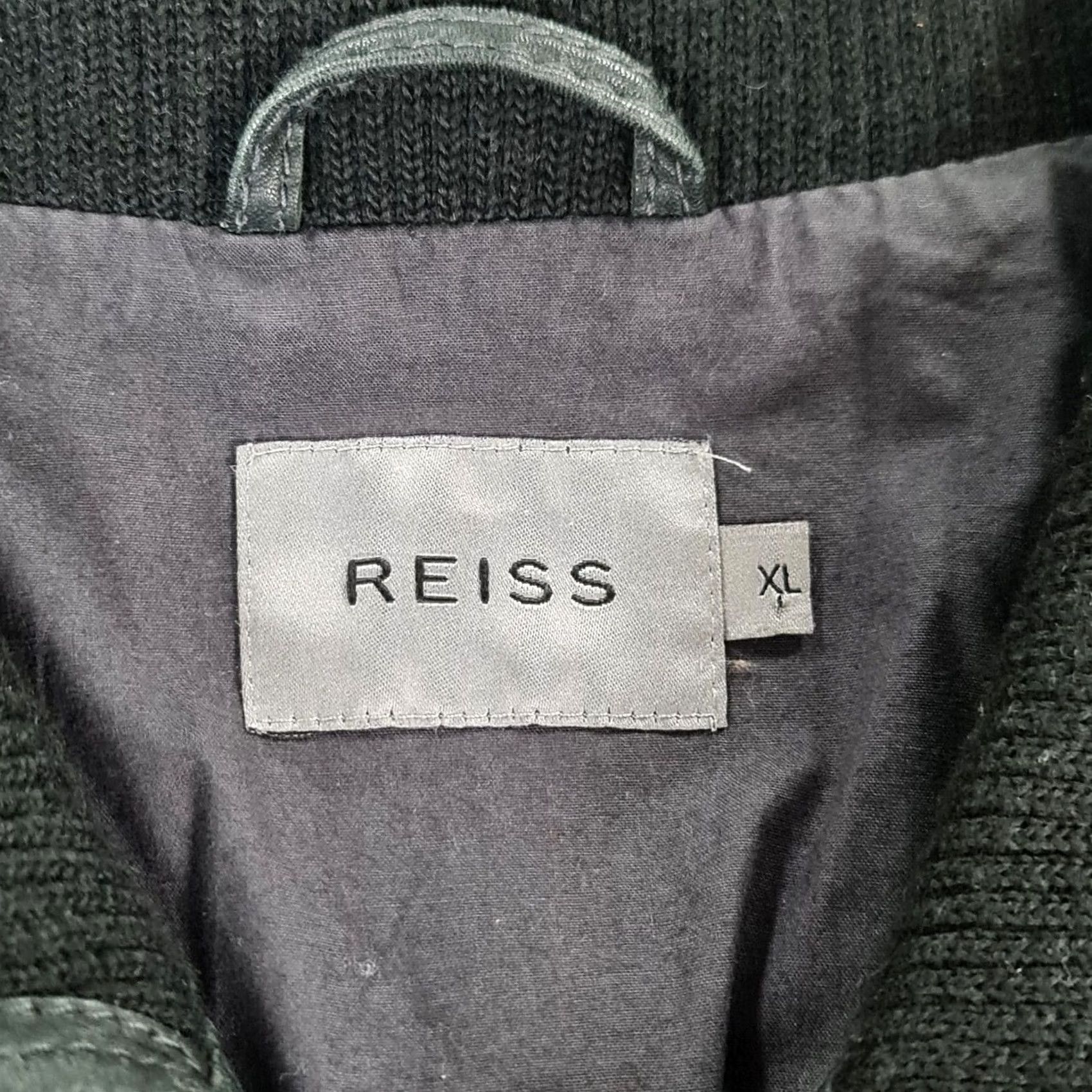 Reiss REISS Mens Leather Jacket Black XL Biker Bomber Full Zip Size US XL / EU 56 / 4 - 3 Thumbnail
