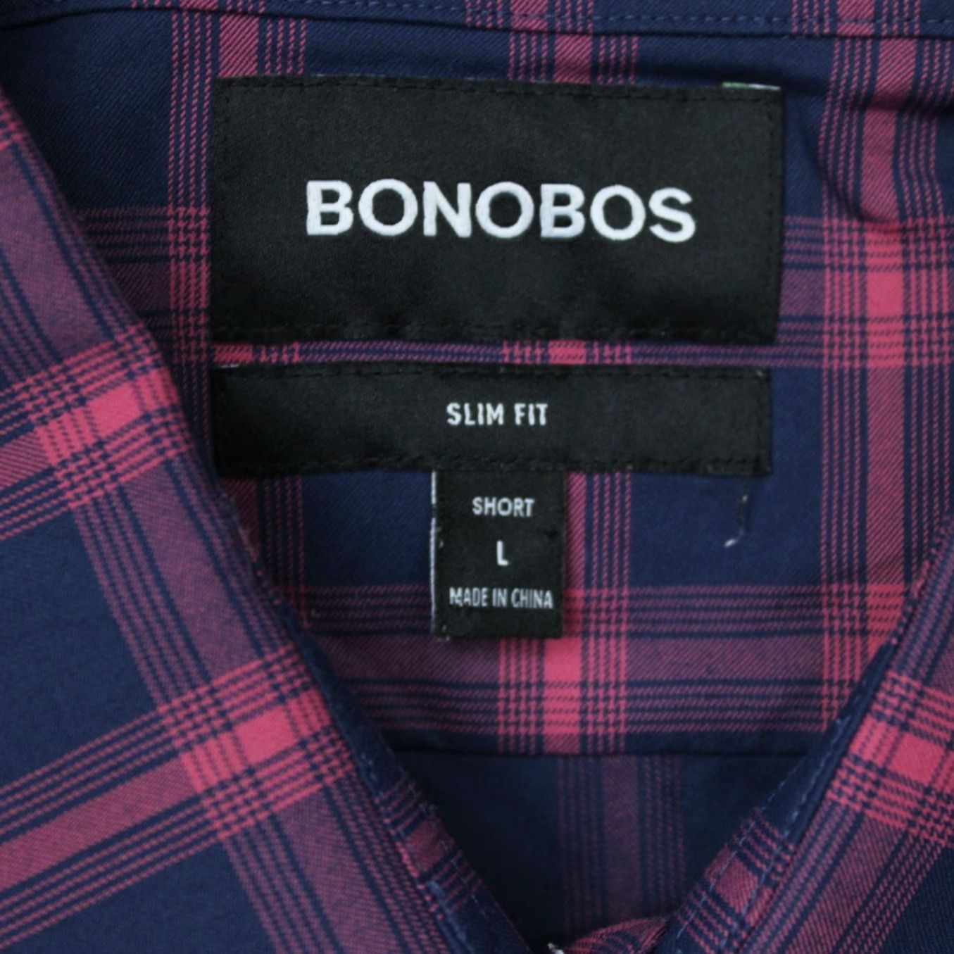 Bonobos Bonobos Slim Fit Shirt Mens Large Short Purple/Blue Classic Plaid Button-Up Long Sleeve Nylon Spandex Breathable 93% Nylon 7% Spandex Size US L / EU 52-54 / 3 - 6 Thumbnail