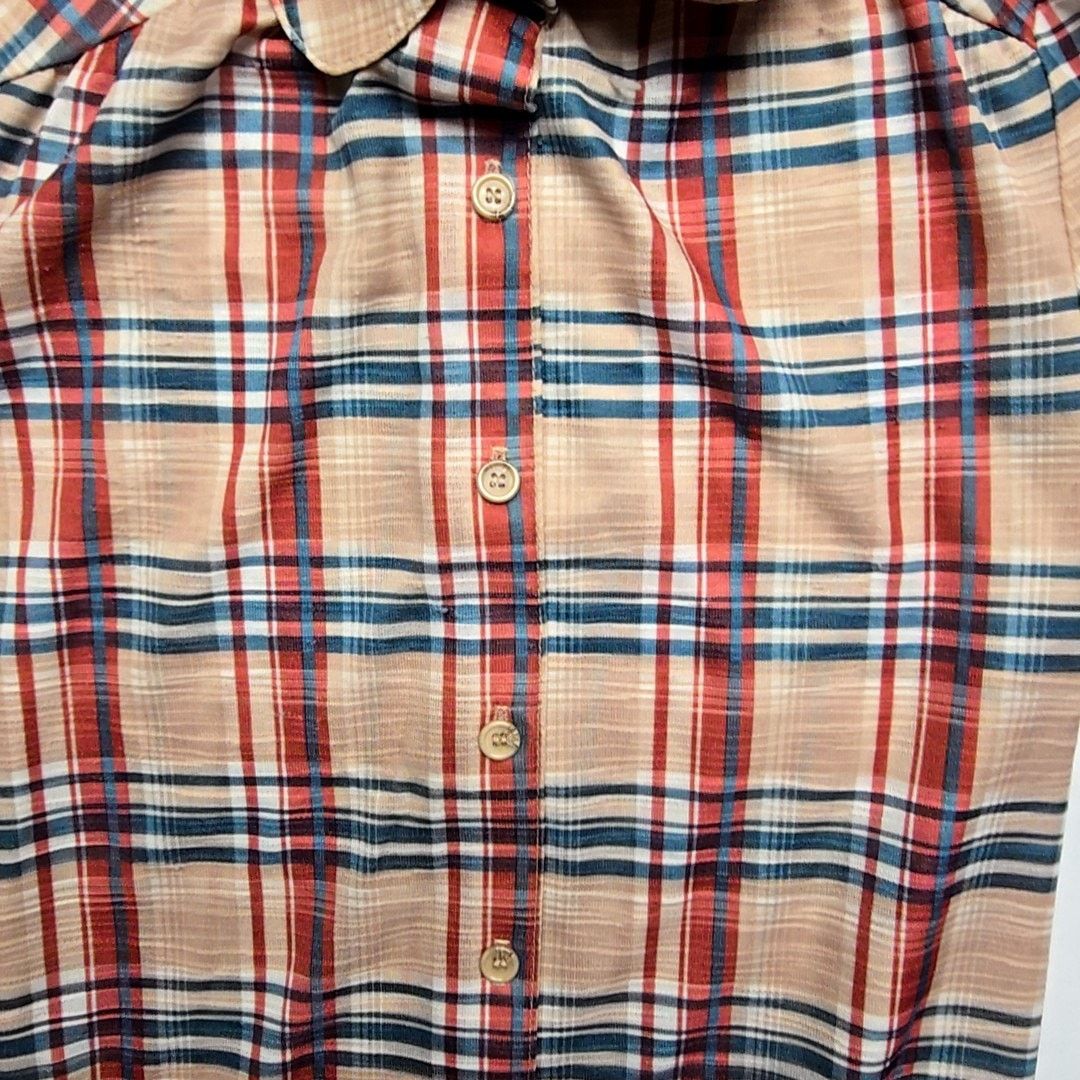 Vintage Vintage Plaid Button-Up Beige Red Blue Checkered Small Shirt Size S / US 4 / IT 40 - 4 Thumbnail