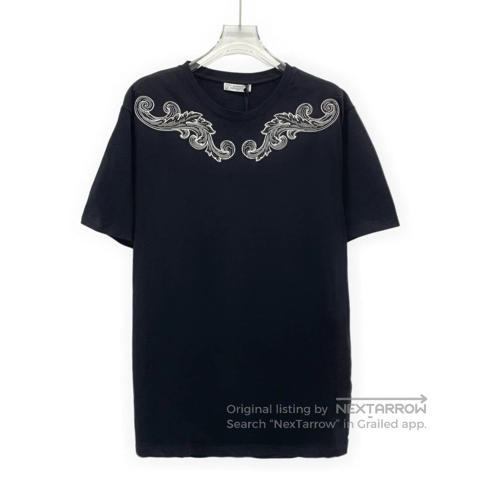 Versace Versace Black Pattern Printed Cotton Round Neck Short Slee Size US L / EU 52-54 / 3 - 1 Thumbnail