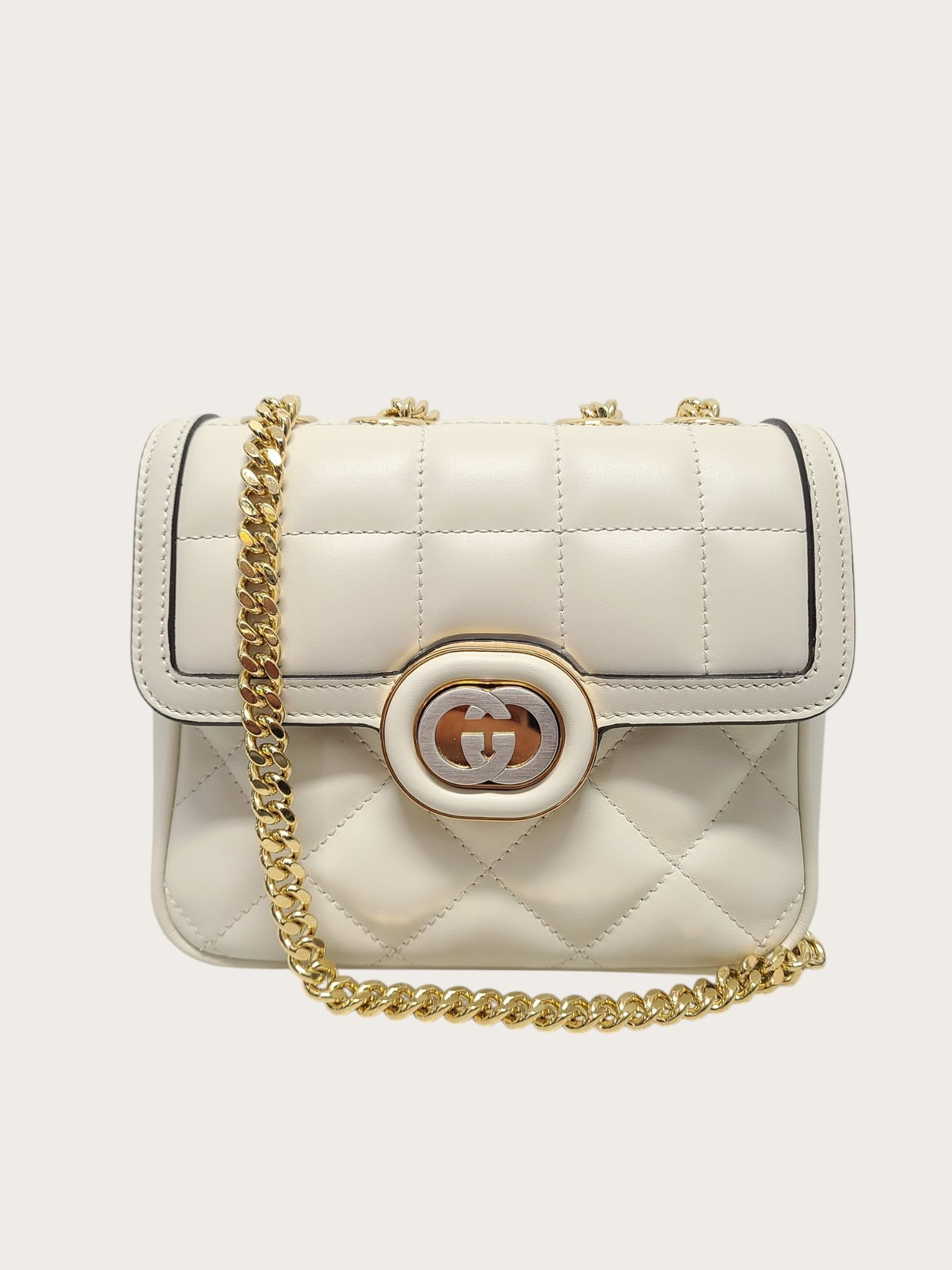 Gucci White Quilted Leather Interlocking Decor Mini Shoulder Bag Size ONE SIZE - 1 Thumbnail