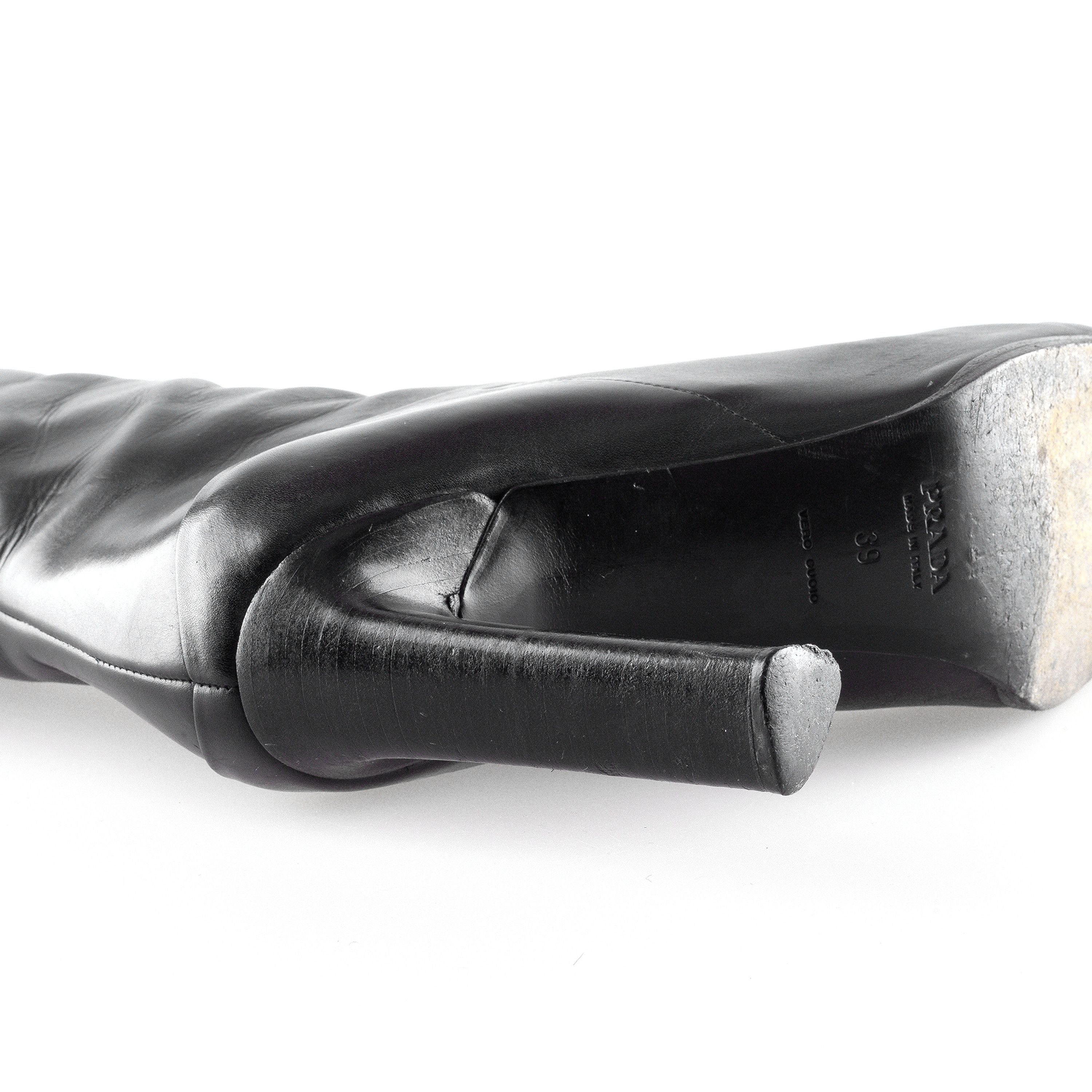 Prada Prada Vintage Black Leather Boots (39 EU) Size US 8 / IT 38 - 7 Thumbnail