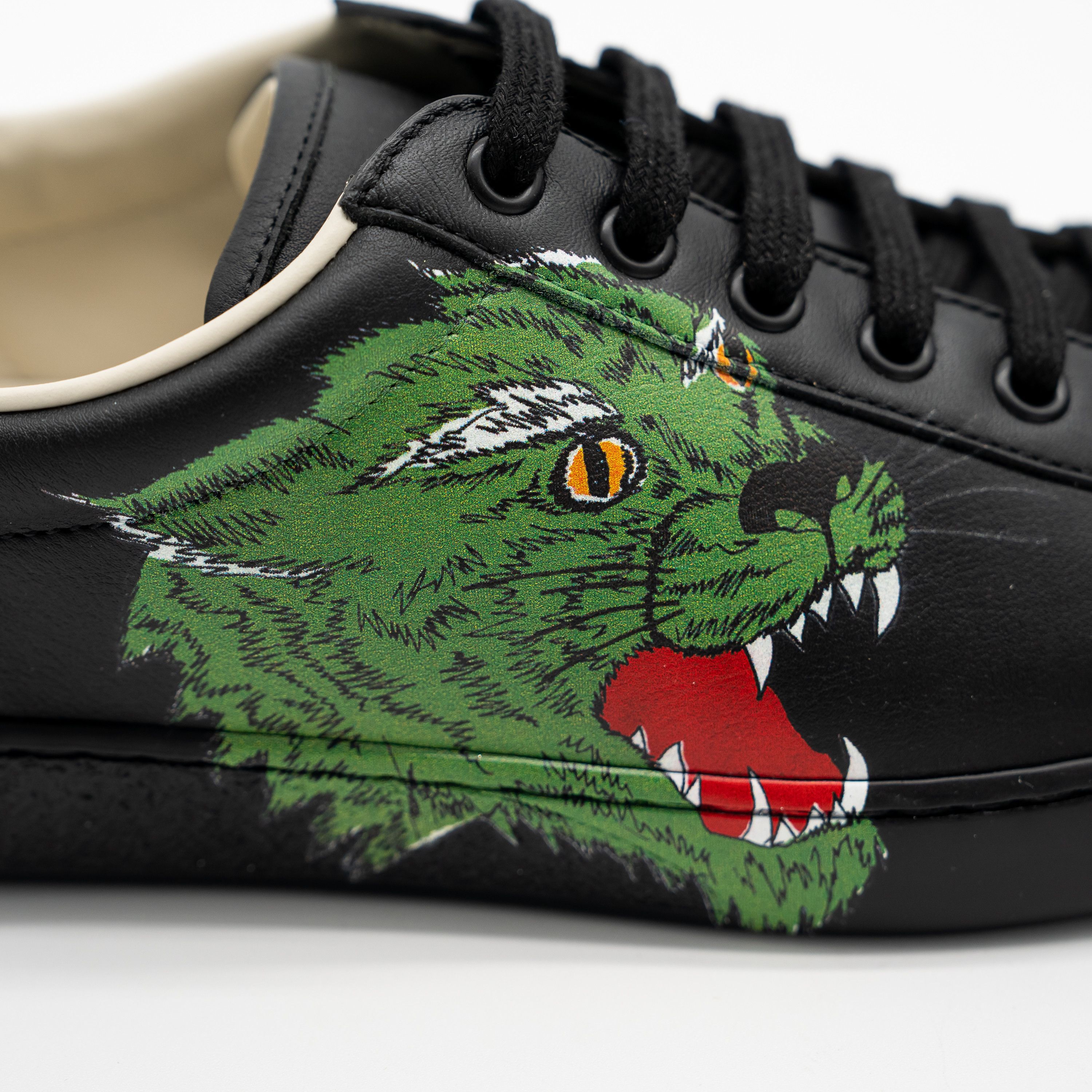 Gucci 8.5G 9 US Gucci Ace Panther Leather Sneakers Black Green Size US 9 / EU 42 - 8 Thumbnail