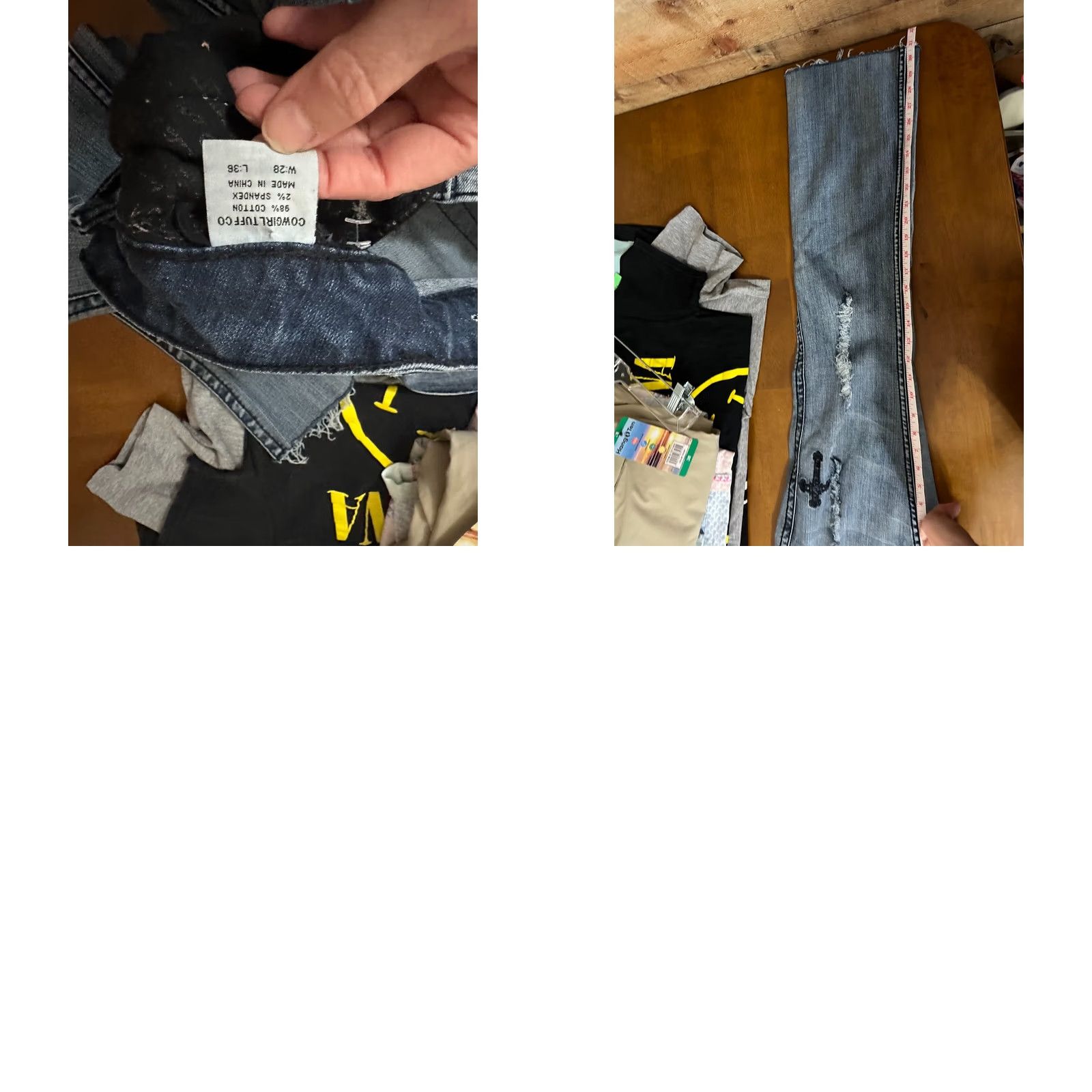 Vintage VINTAGE Cowgirl Tuff Victory Block Distressed Crosses Blue Jeans Women 28x29actual Size ONE SIZE - 8 Thumbnail