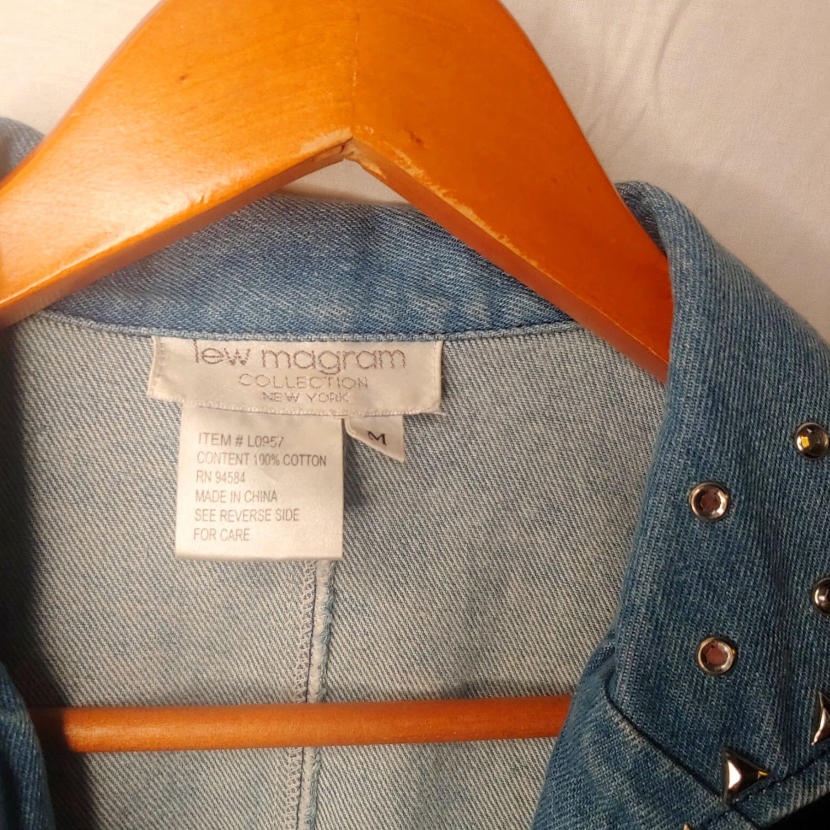 Vintage VINTAGE Lew Magram Collection Denim Blazer Jacket Women Medium Studded Bling 1980s 1990s Academia Punk Retro Blue Size 32" / US 10 / IT 46 - 4 Thumbnail