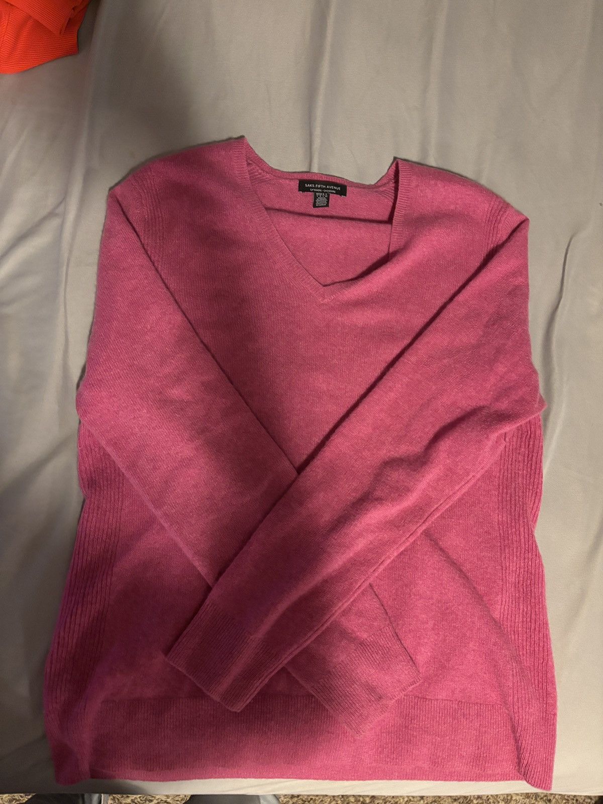 Saks Fifth Avenue Saks Fifth Avenue Pink Cashmere Size L Size L / US 10 / IT 46 - 3 Thumbnail
