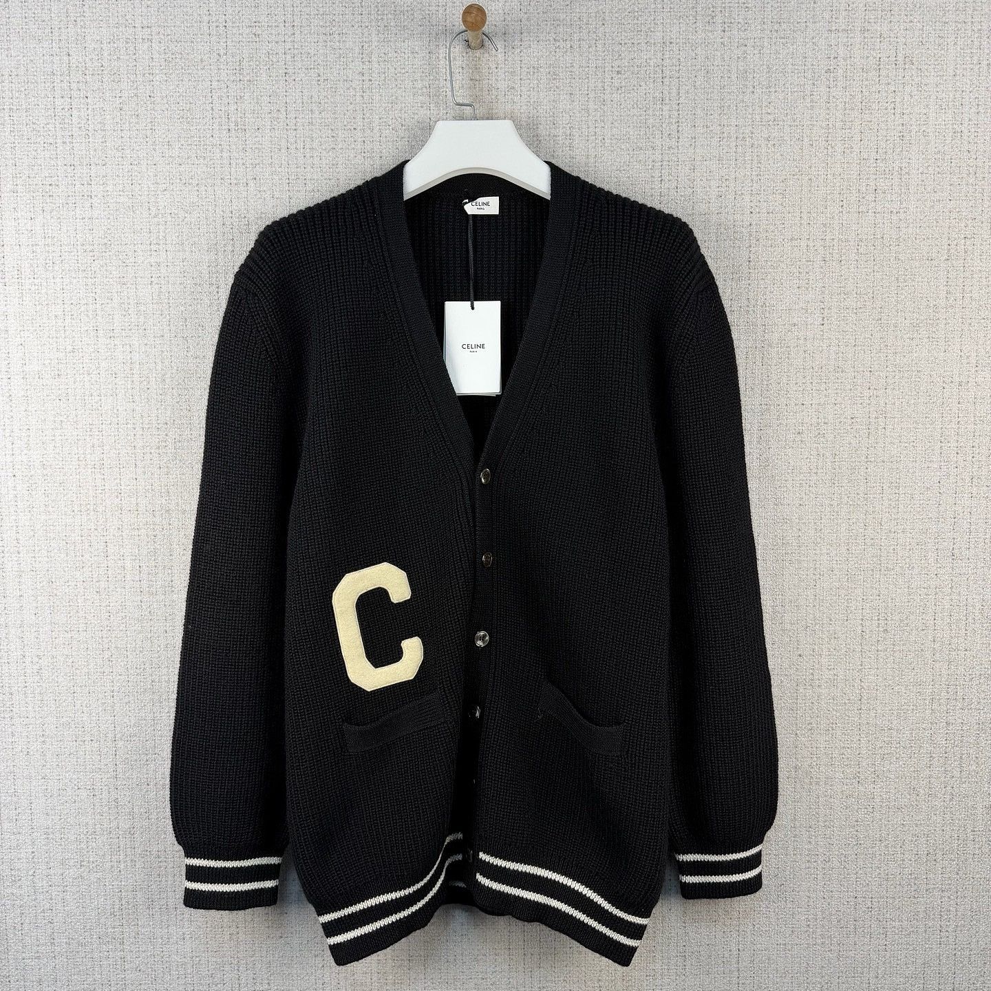 Celine Celine Logo Knit Cardigan Size XL Size US XL / EU 56 / 4 - 1 Thumbnail