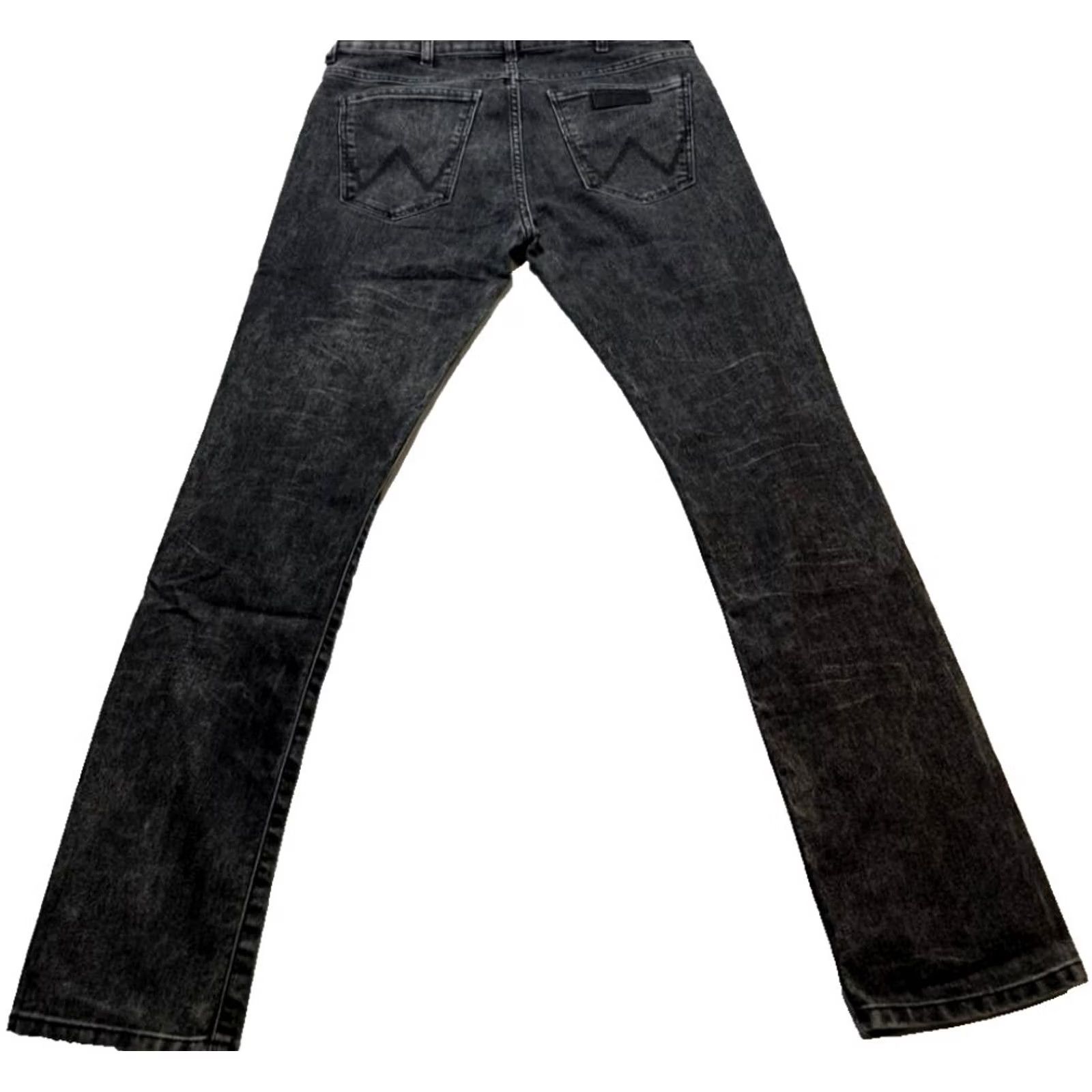 Wrangler Mens Wrangler Larston Regular Jeans 32 in Black Cotton Denim 5-Pocket Slim Fit 32 in Inseam Wrangler 1947 Mens Jeans Size US 32 / EU 48 - 2 Thumbnail
