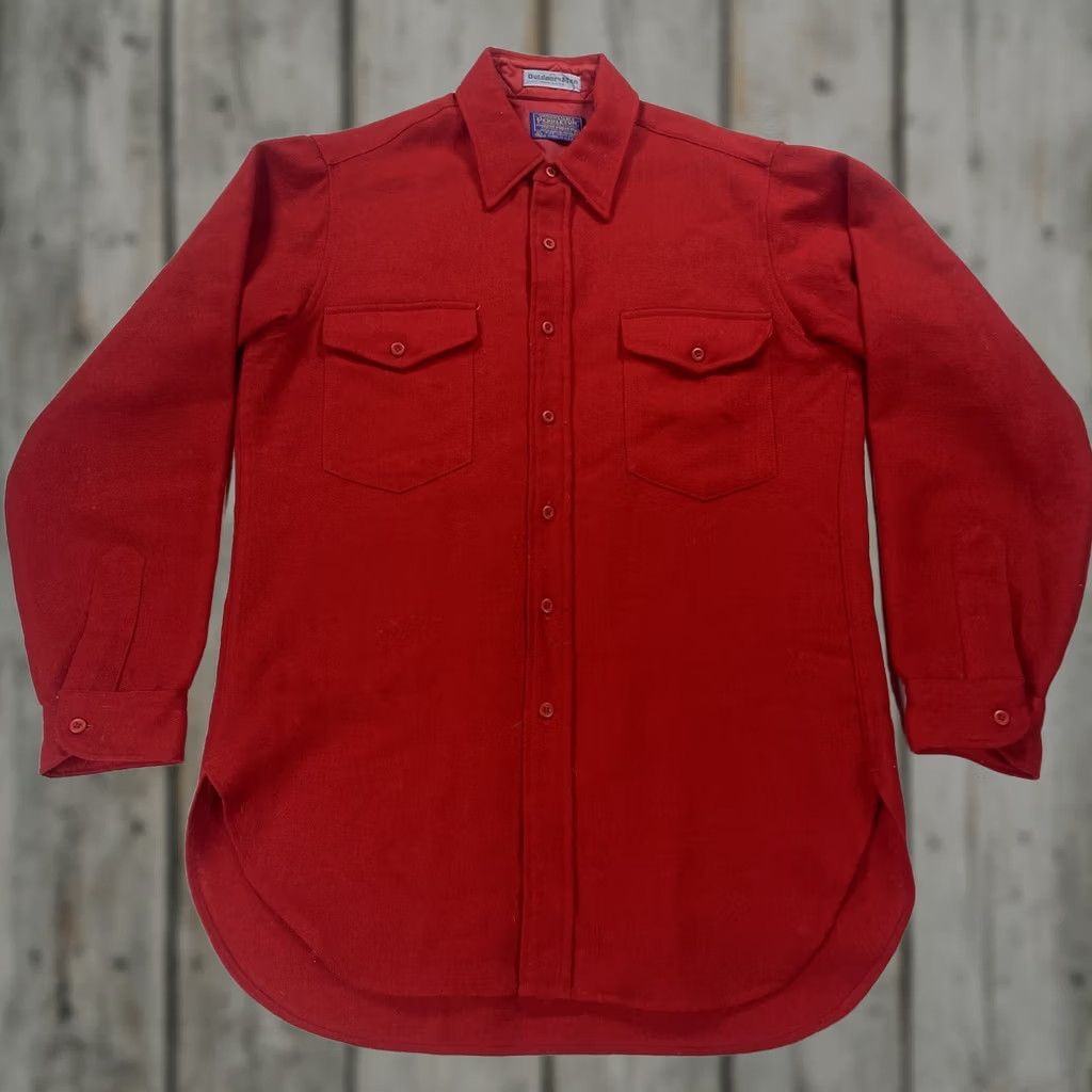 Pendleton VINTAGE Pendleton Button-Up Wool Plaid Shirt Mens Red 70s Retro Outdoor Pockets Size US L / EU 52-54 / 3 - 1 Thumbnail