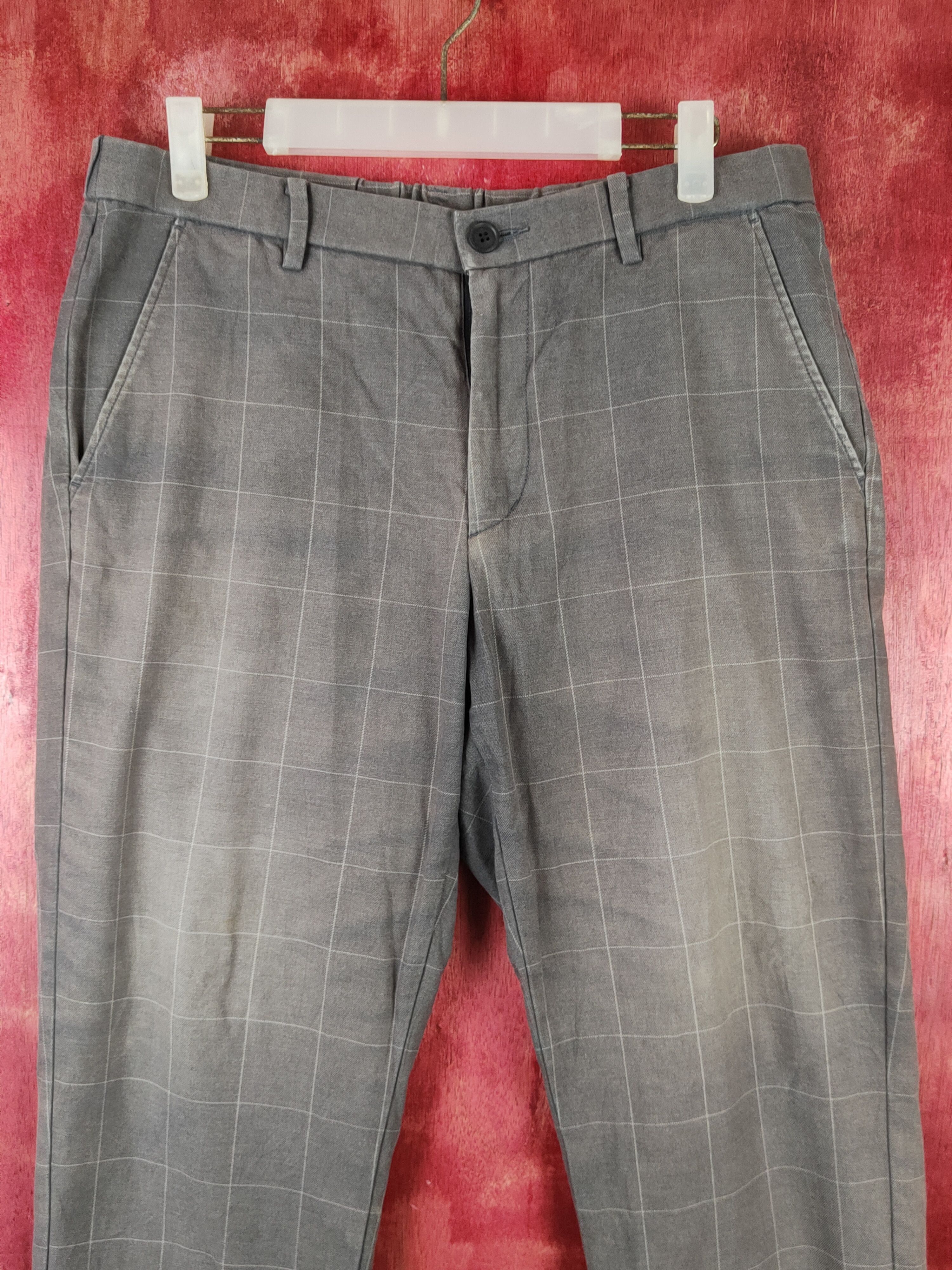 Japanese Brand × Vintage Uniqlo Dark Gray Faded checkered Jogger Pants #S2268 Size US 32 / EU 48 - 2 Thumbnail