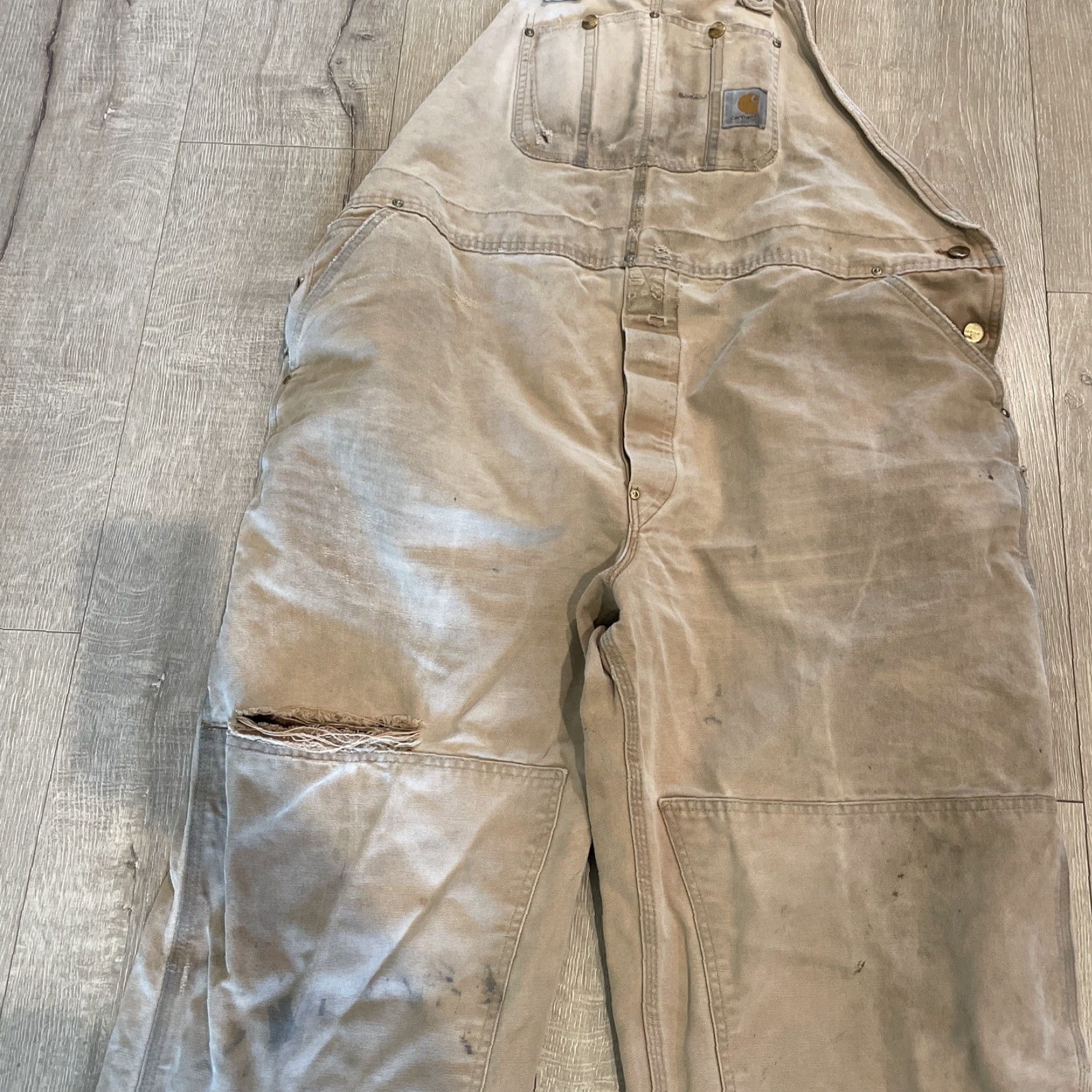 Carhartt VTG Carhartt Overalls Duck Work Unlined Distressed 48x27.5 Tan Men Size 48 Double Knee Carpenter 10" Leg Mens Size US 32 / EU 48 - 4 Thumbnail