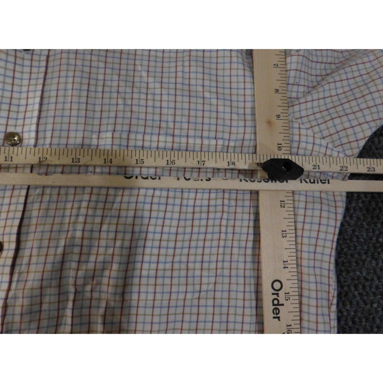 Vintage Paul Fredrick Dress Shirt Mens 15.5 White Plaid Button-Down Collar Shirt Size 42R - 7 Thumbnail