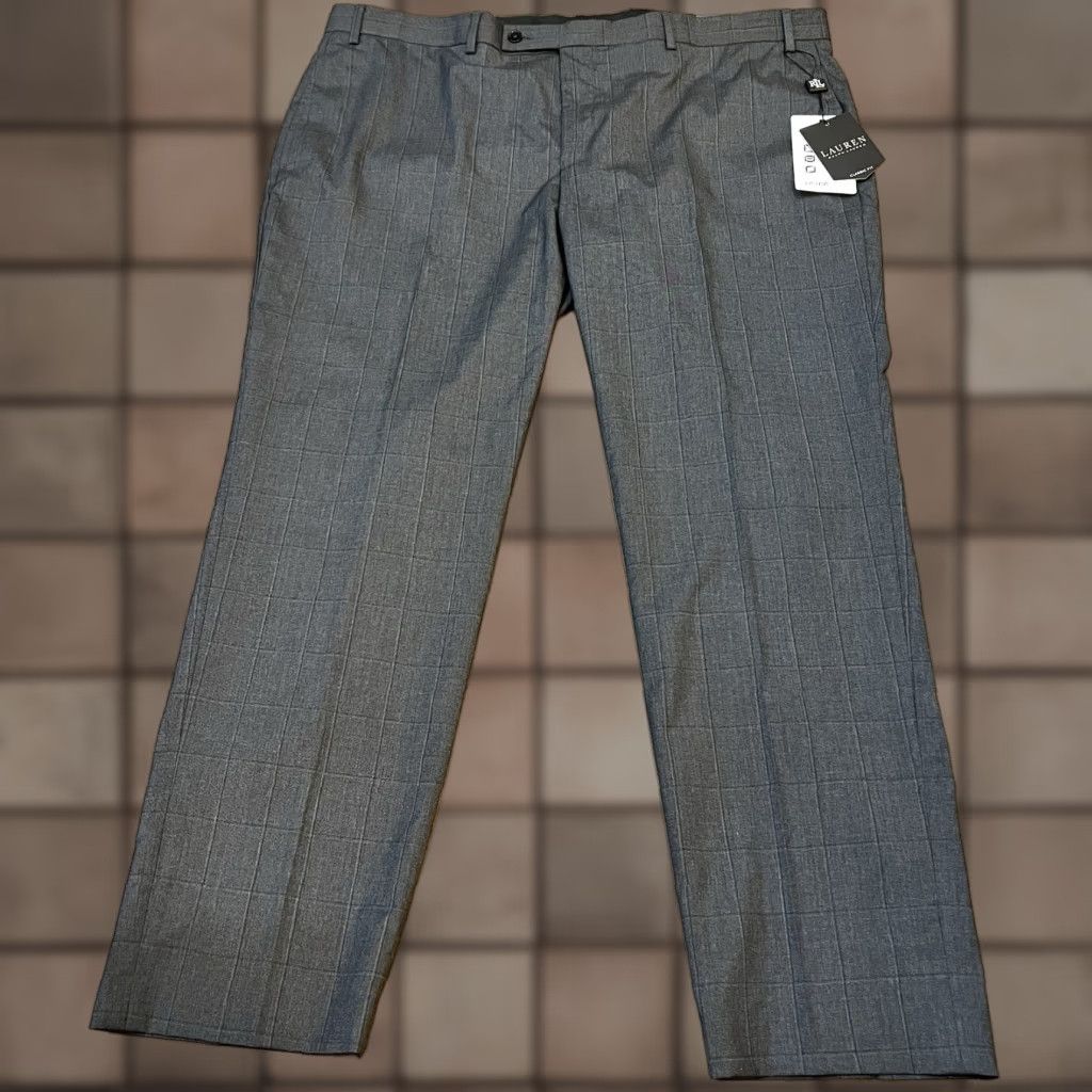 Ralph Lauren Ralph Lauren Men's Classic-Fit UltraFlex Stretch Flat Front Pants 42x30 Gray Slim/Regular? No, keep original data. Size US 42 / EU 58 - 1 Thumbnail