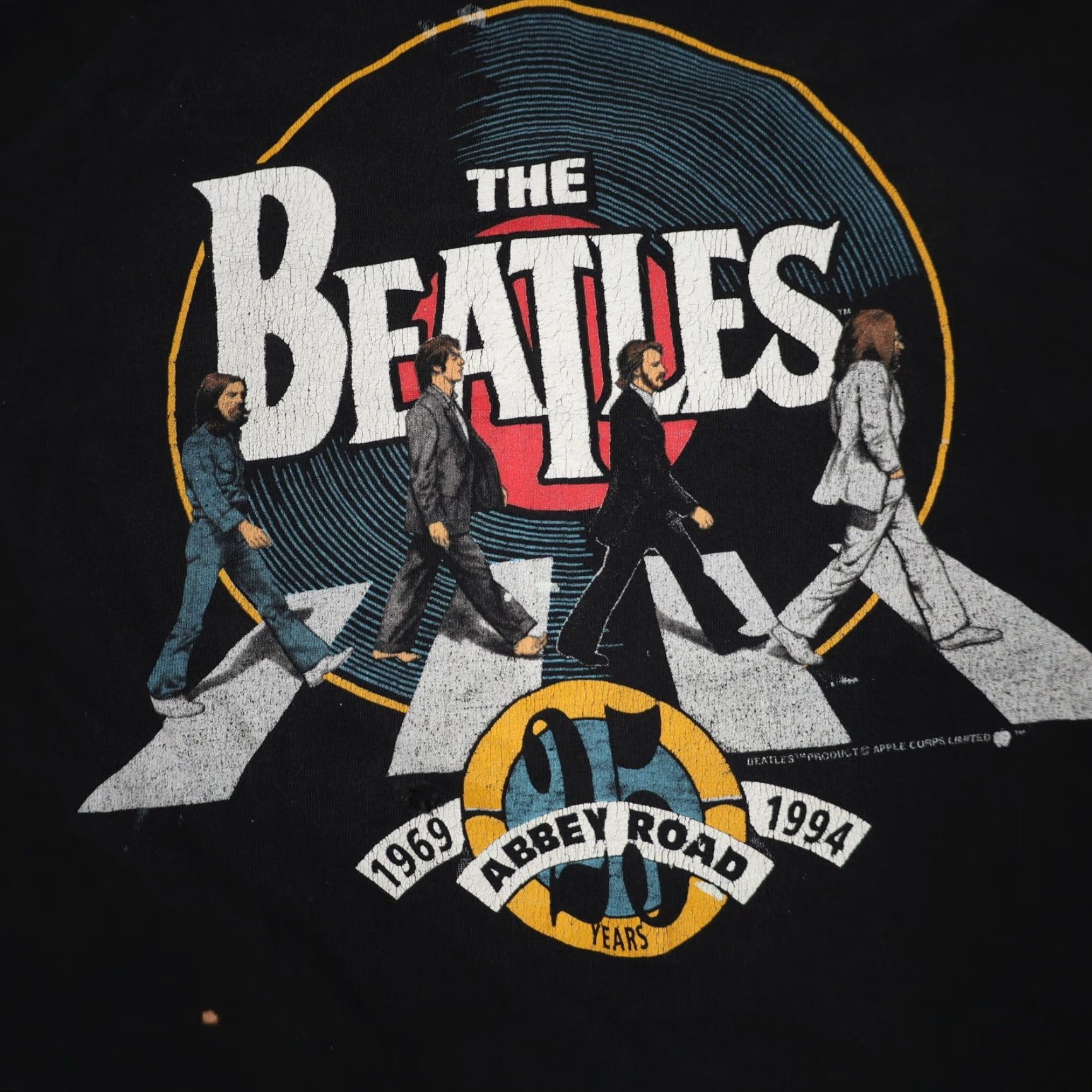 Vintage VINTAGE The Beatles Abbey Road 25th Anniversary Graphic T Shirt Mens XL Black 1994 8/10 Crew Neck 23"x30" Size US XL / EU 56 / 4 - 3 Thumbnail