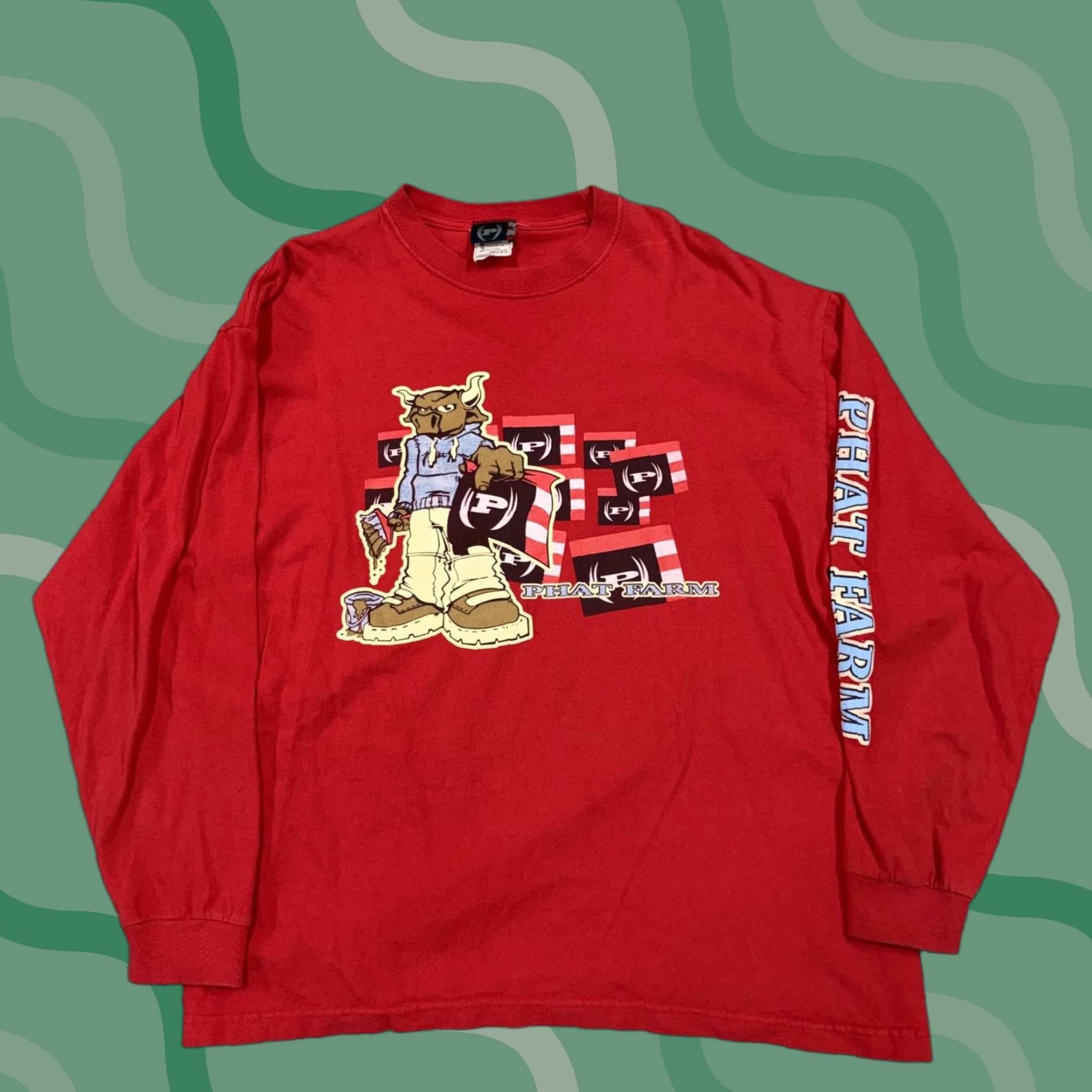Phat Farm VINTAGE Phat Farm Shirt Mens 2XL Red Bull Graphic Long Sleeve Y2K Streetwear Size US XXL / EU 58 / 5 - 1 Thumbnail