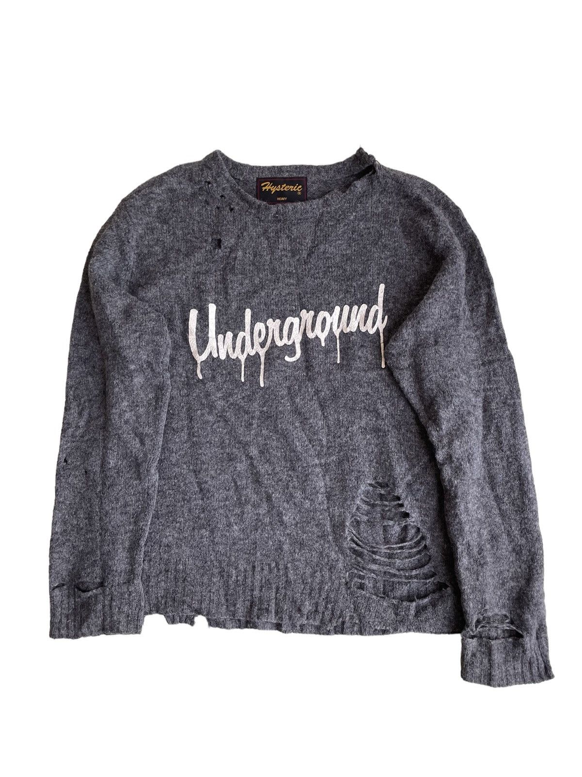 Hysteric Glamour × Le Grande Bleu (L.G.B.) Old Hysteric Heavy "Underground" Distressed Wool Knitwear Size US M / EU 48-50 / 2 - 3 Thumbnail