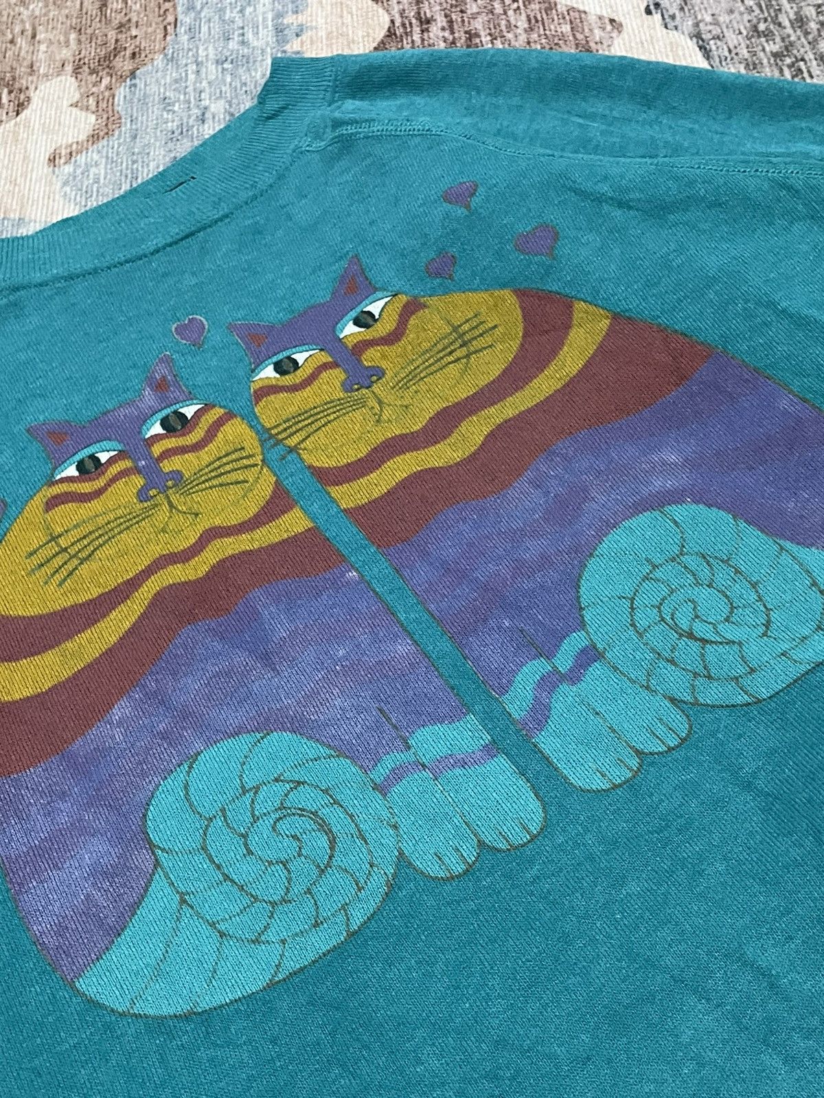 Art Comes First VTG 90s Laurel Burch Feline Friends Cats Arts Sweatshirt Size US L / EU 52-54 / 3 - 9 Thumbnail
