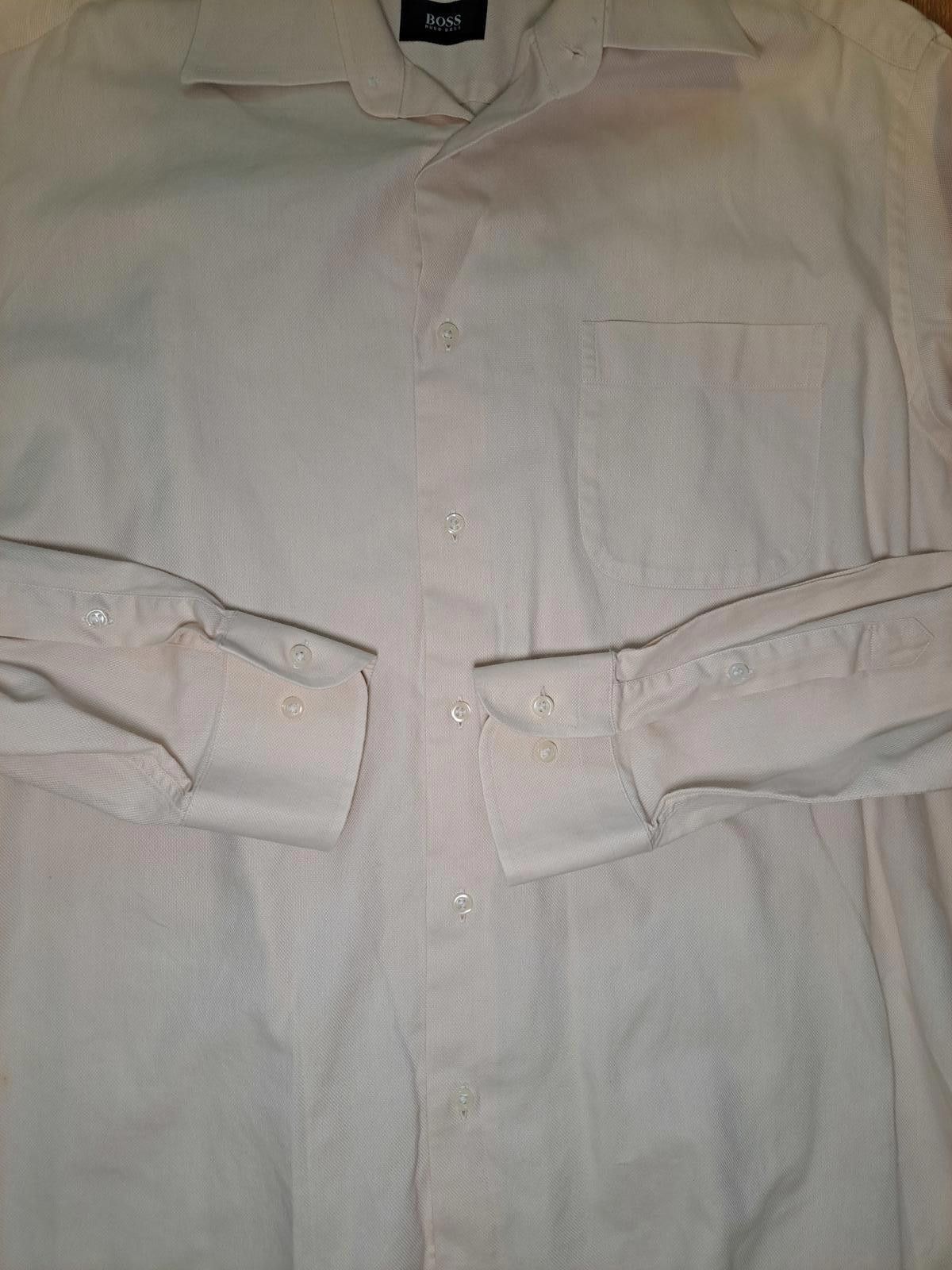 Hugo Boss Hugo Boss Dress Shirt Mens Medium 16-32/33 Beige 100% Cotton Size 38R - 6 Thumbnail