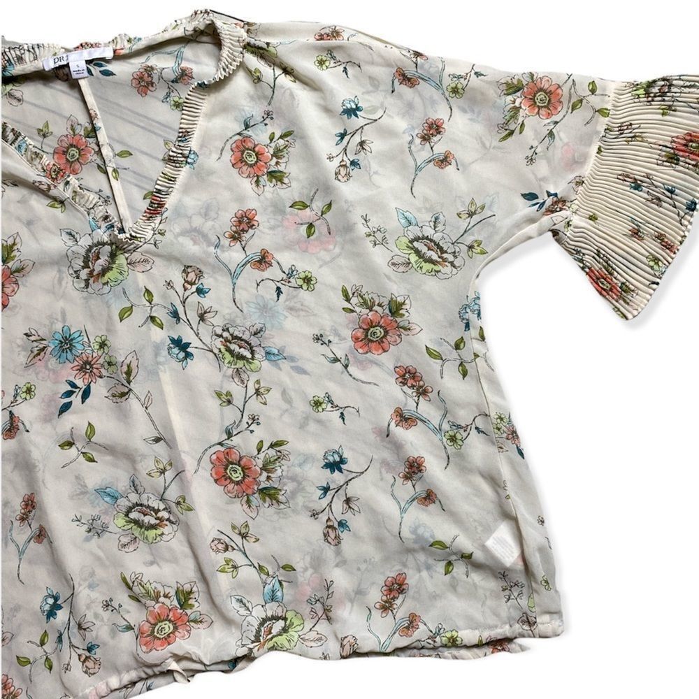 Other DR2 Semi-Sheer Floral Boho Blouse | Size S | Ruffled Necklin Size S / US 4 / IT 40 - 4 Thumbnail