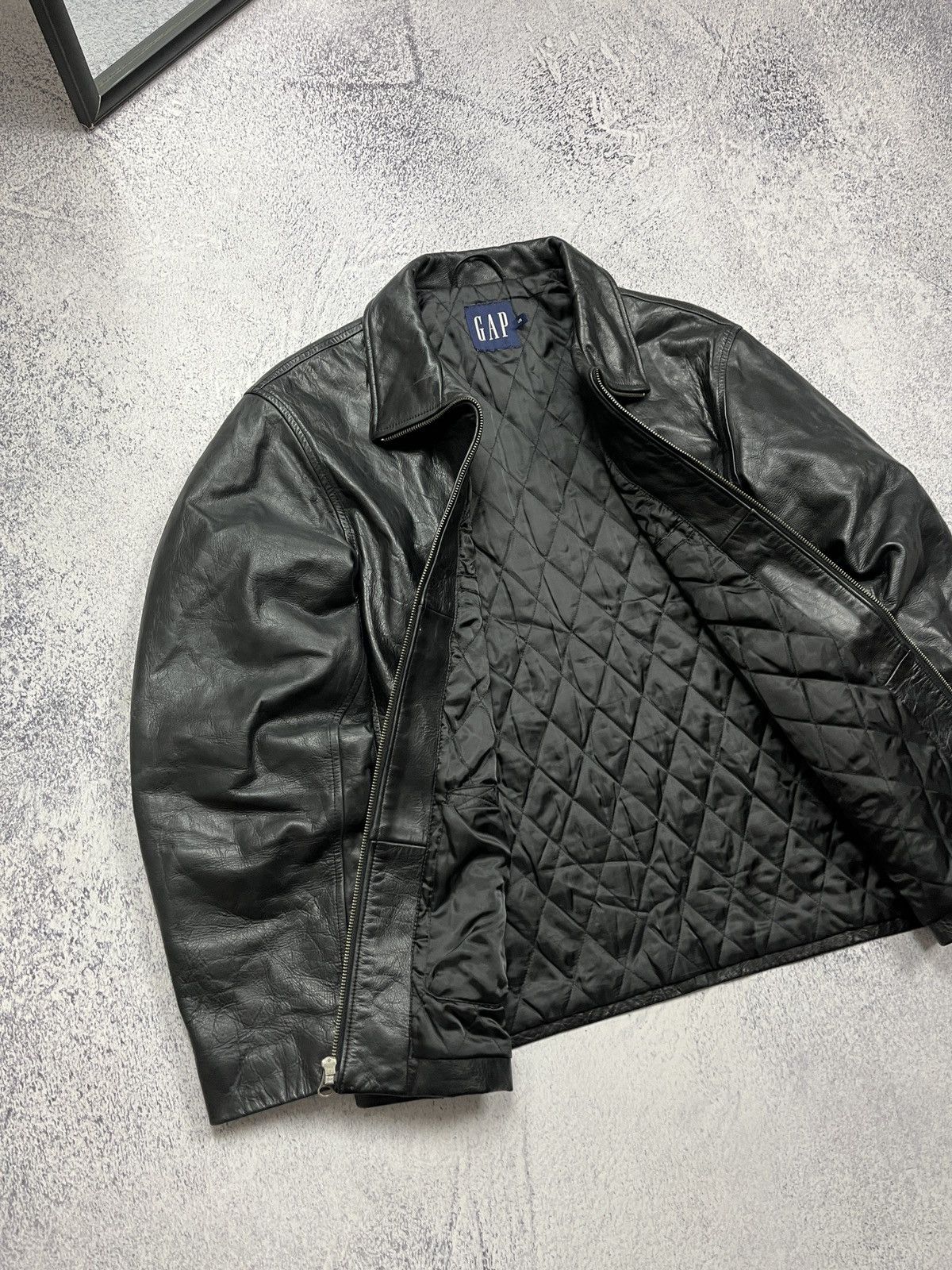 Gap Vintage GAP Black Genuine Leather Jacket Avantgarde Grunge Size US L / EU 52-54 / 3 - 10 Thumbnail