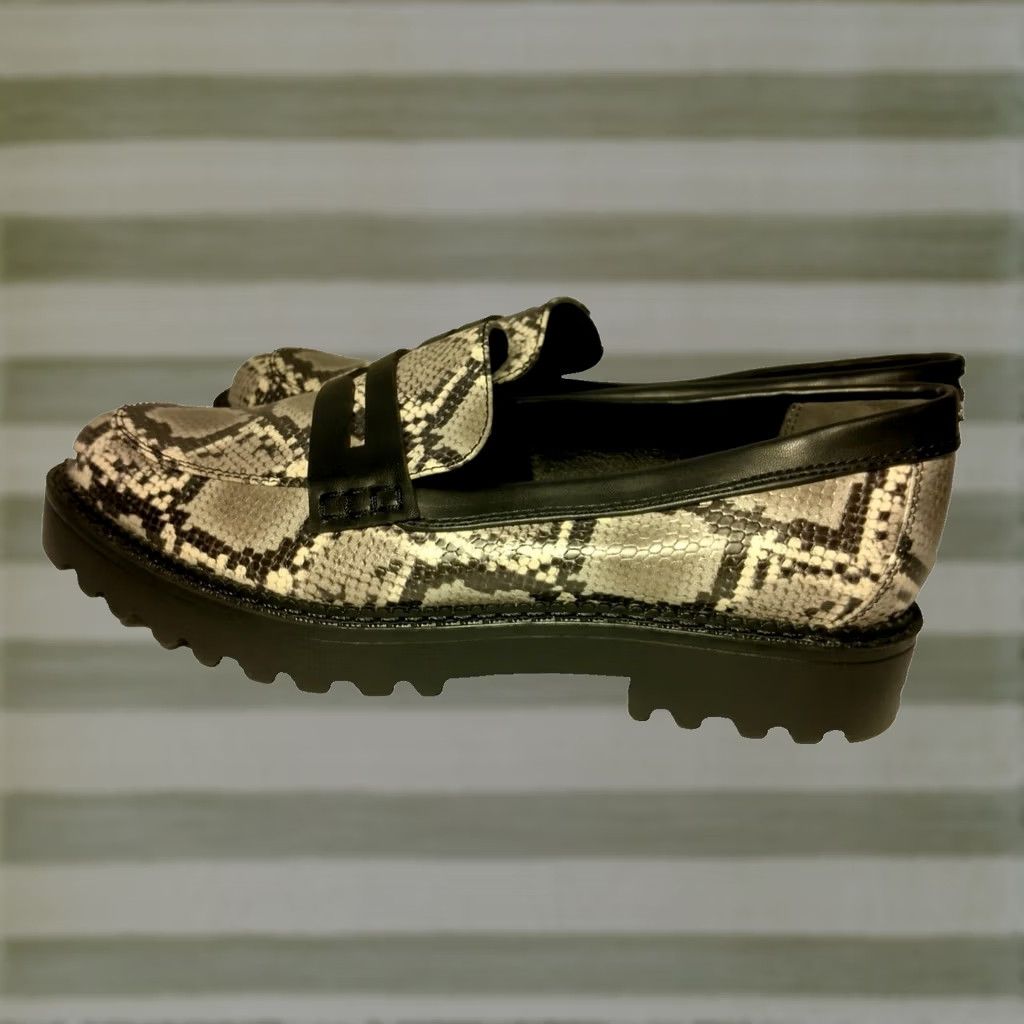 Sam Edelman Sam Edelman Circus Desmond Loafers Women 10 M Faux Snake Skin Black Gray Slip On Leather Flat Animal Print Casual Shoes - Mens? Size US 10 / IT 40 - 1 Thumbnail